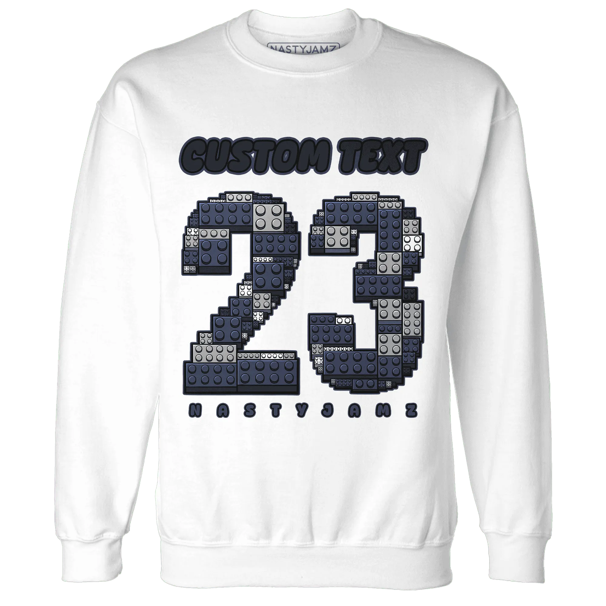 VaporMax-Plus-Midnight-Navy-White-Metallic-Silver-NastyJamz-Sweatshirt-Match-Number-23-Lego