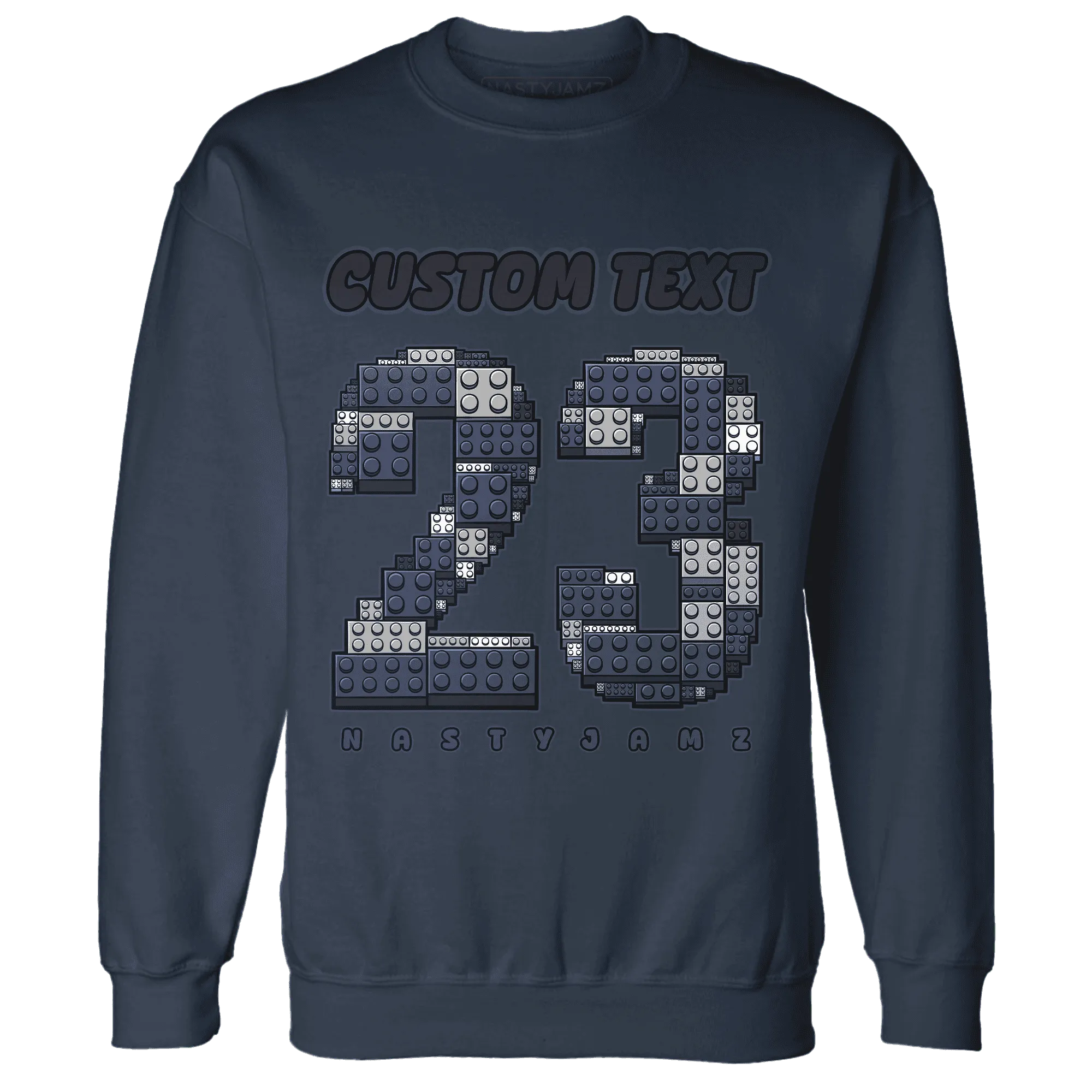VaporMax-Plus-Midnight-Navy-White-Metallic-Silver-NastyJamz-Sweatshirt-Match-Number-23-Lego