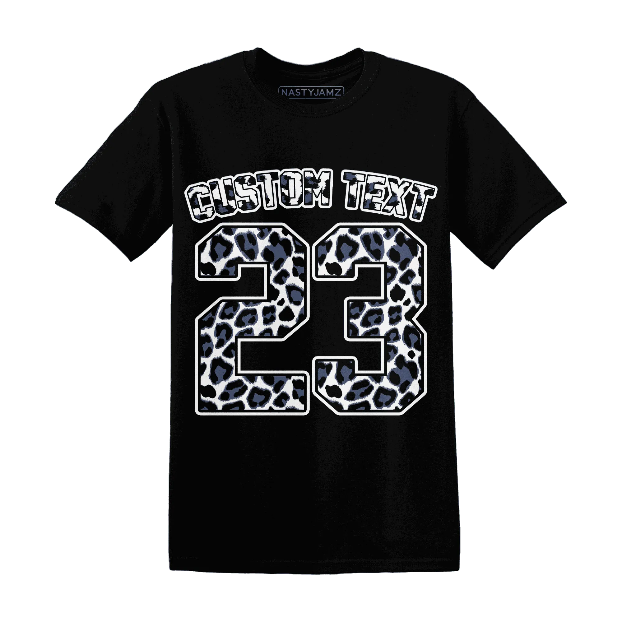 Low-Diffused-Blue-11s-T-Shirt-Match-Number-23-Leopard-Custom-Text