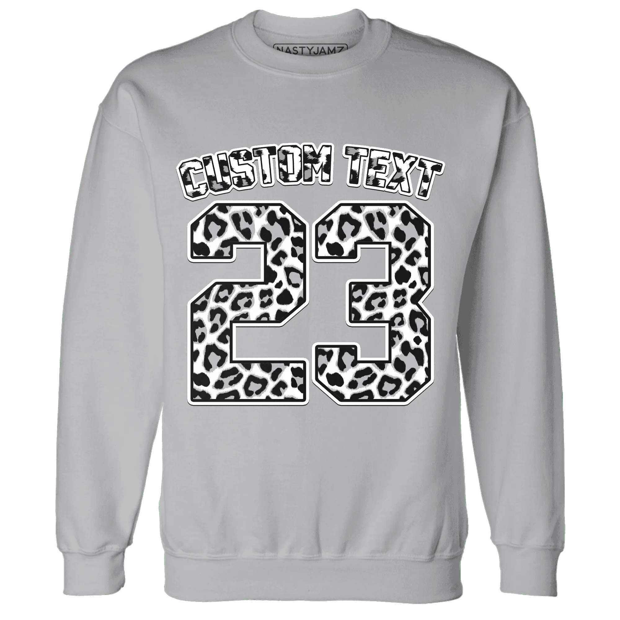Wolf-Grey-1s-Sweatshirt-Match-Number-23-Leopard-Custom-Text