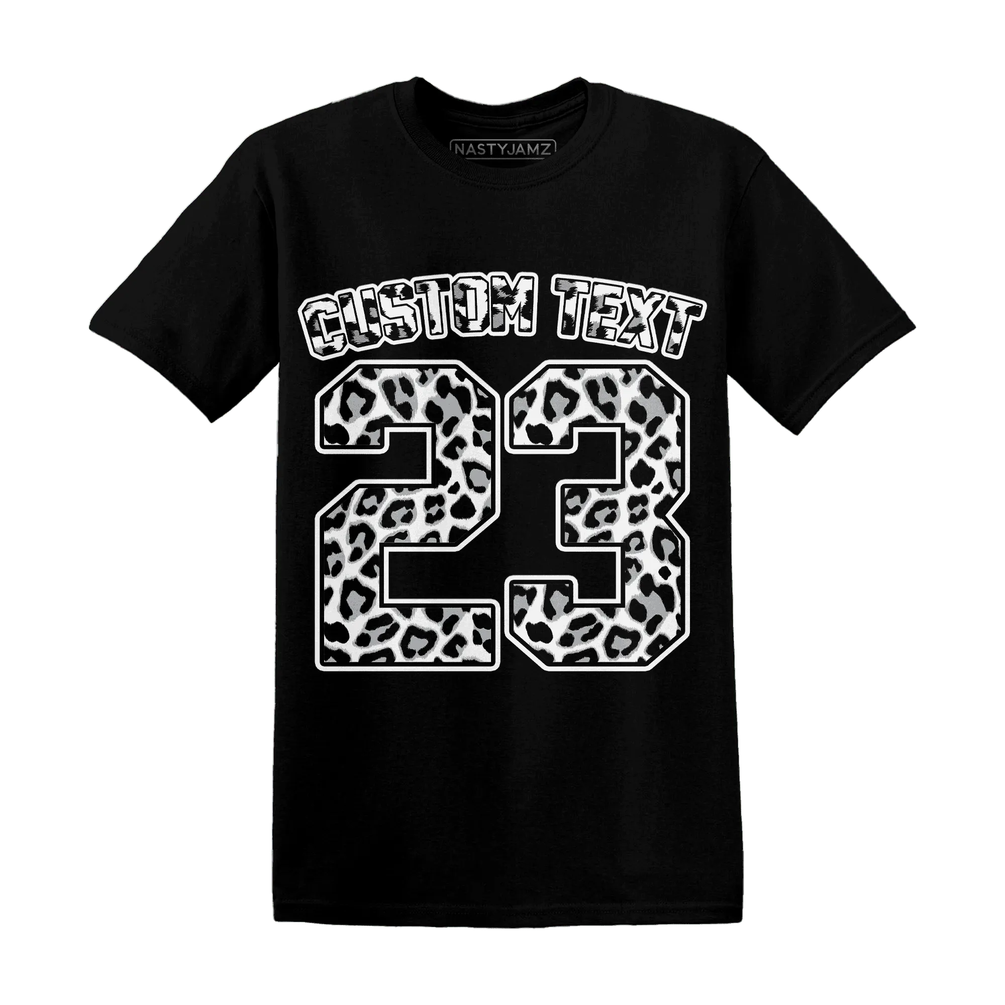 Wolf-Grey-1s-T-Shirt-Match-Number-23-Leopard-Custom-Text