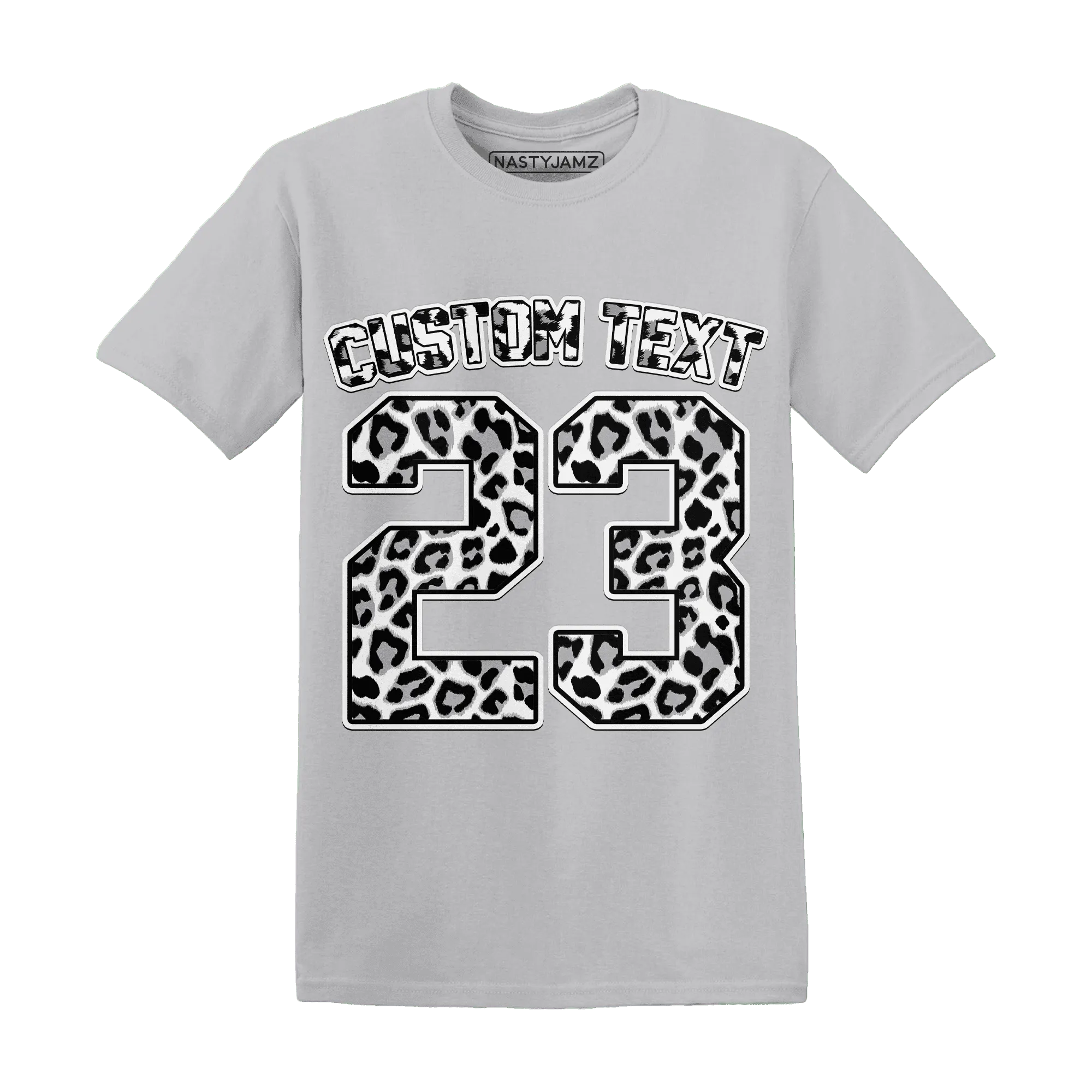 Wolf-Grey-1s-T-Shirt-Match-Number-23-Leopard-Custom-Text