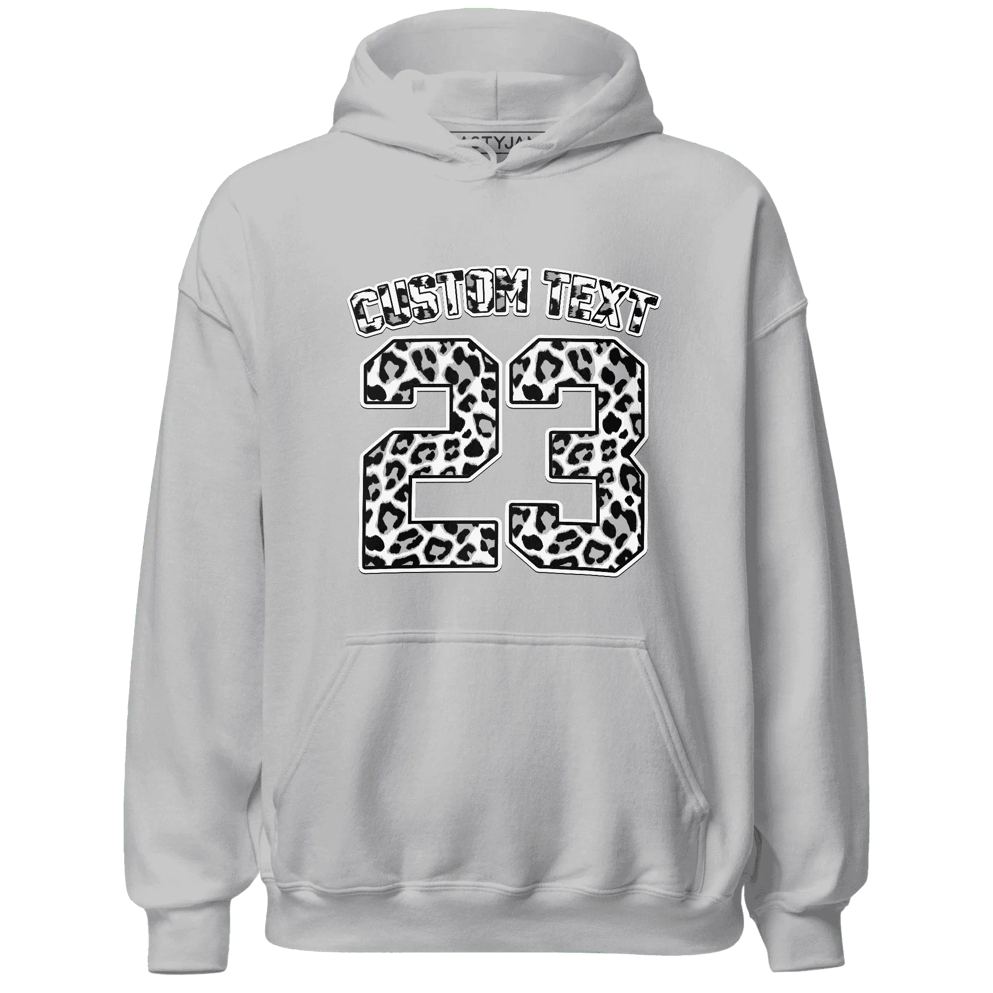 Cement-Grey-3s-Hoodie-Match-Number-23-Leopard-Custom-Text