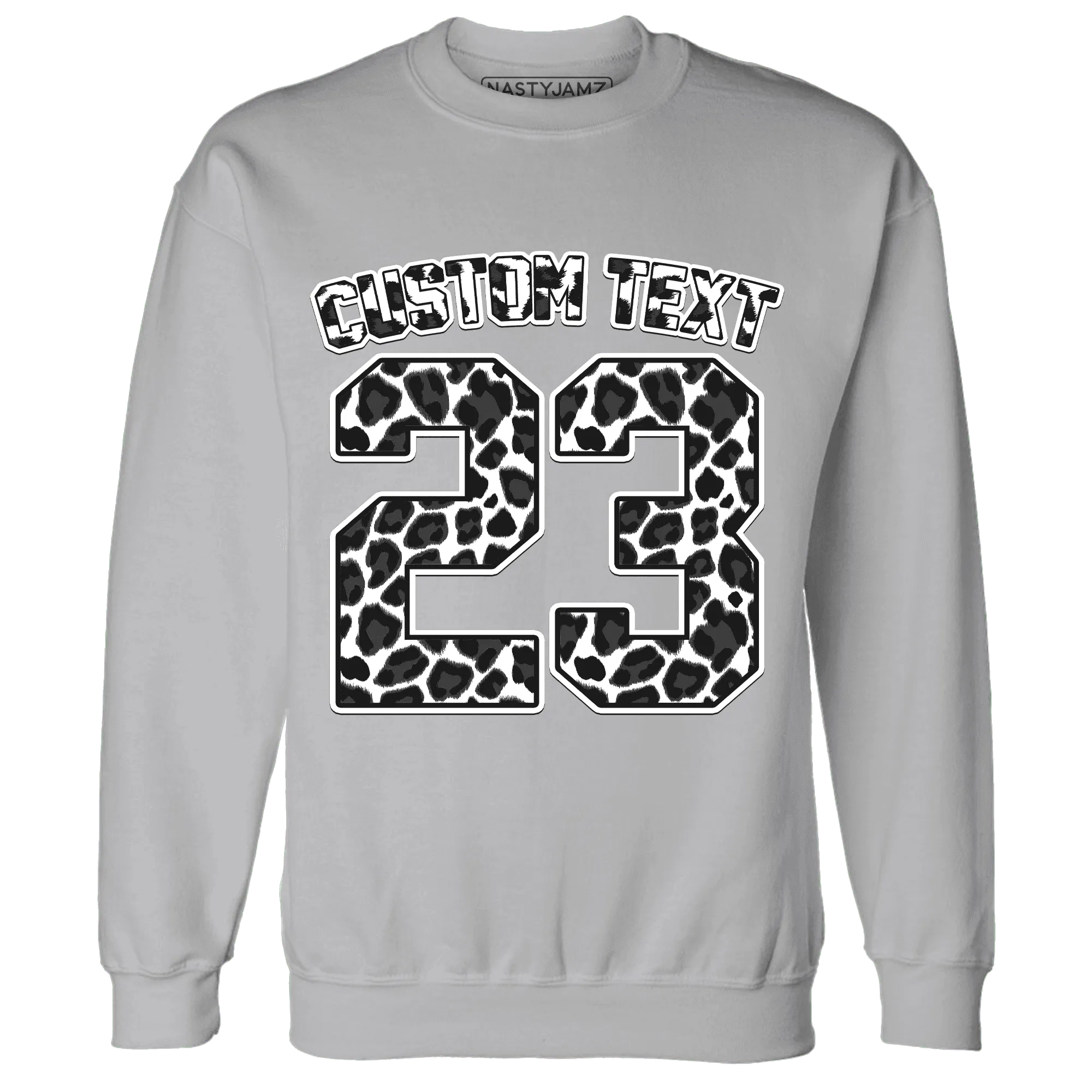 White-Thunder-4s-Sweatshirt-Match-Number-23-Leopard-Custom-Text