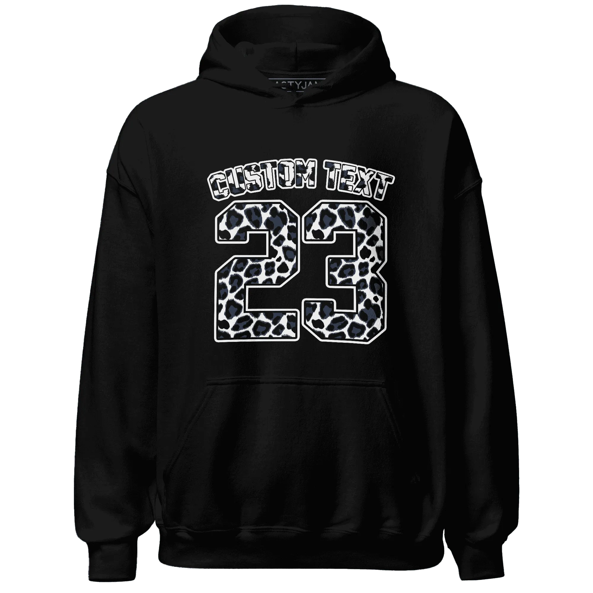 White-Navy-6s-Hoodie-Match-Number-23-Leopard-Custom-Text