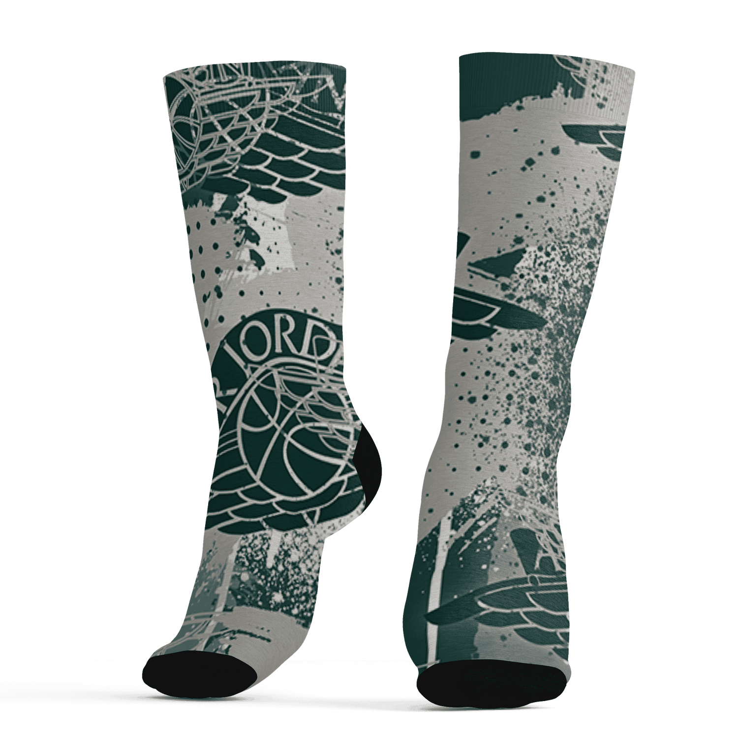 Oxidized Green 4s Socks Match Number 23 Panther 3D All-Over Print Graffiti Paint - NastyJamz