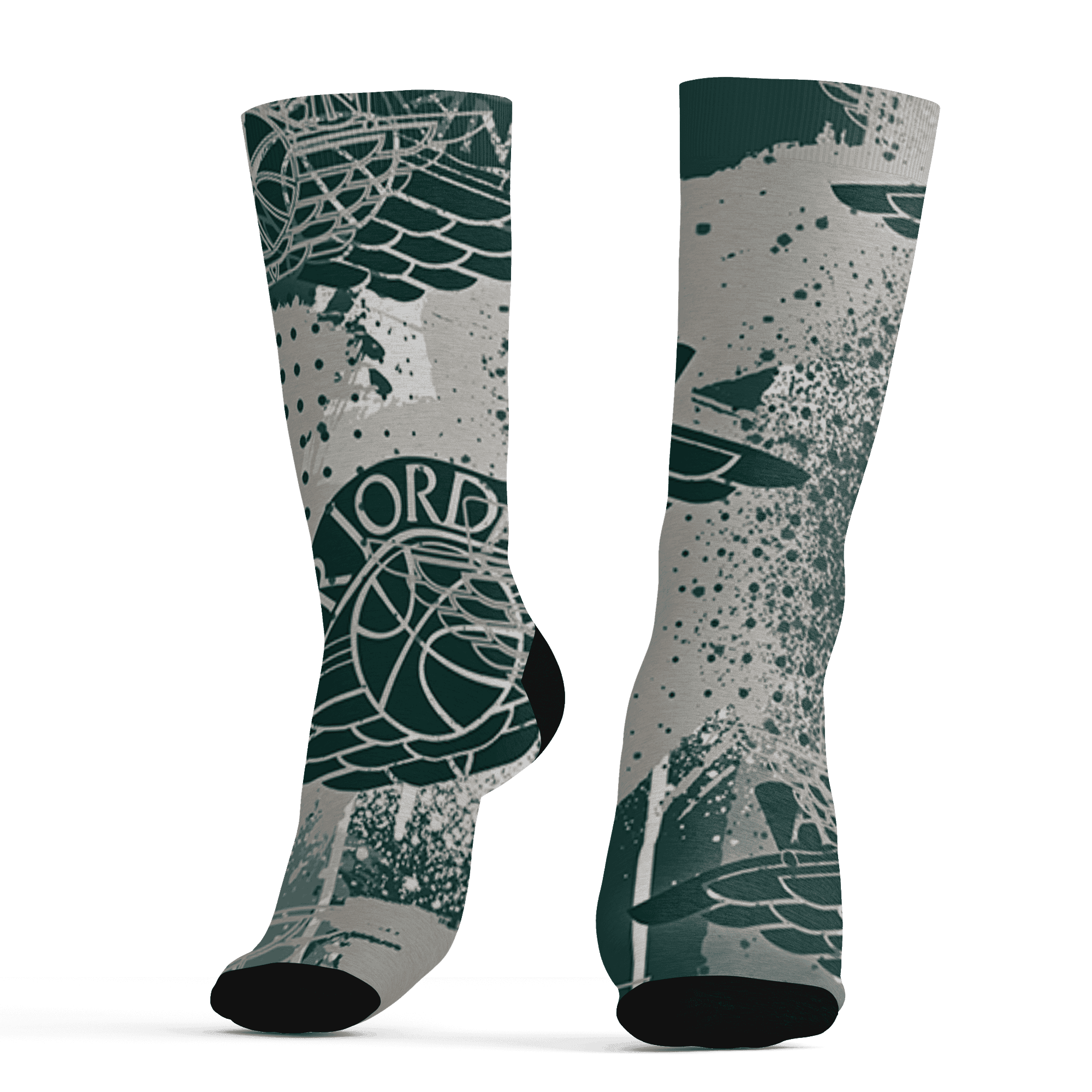 Oxidized Green 4s Socks Match Number 23 Panther 3D All-Over Print Graffiti Paint - NastyJamz