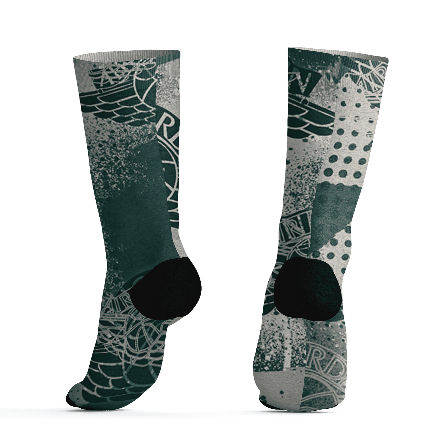 Oxidized Green 4s Socks Match Number 23 Panther 3D All-Over Print Graffiti Paint - NastyJamz