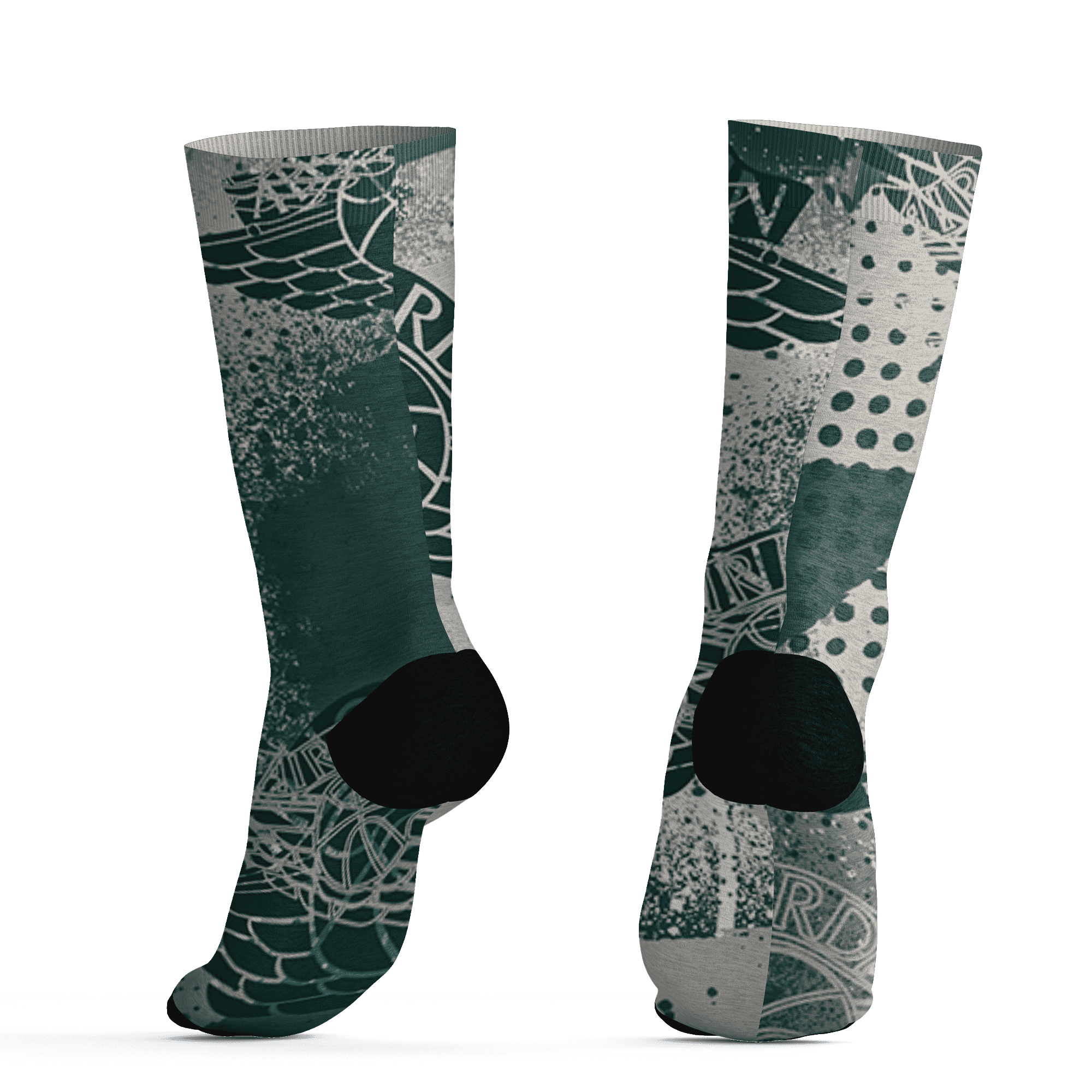 Oxidized Green 4s Socks Match Number 23 Panther 3D All-Over Print Graffiti Paint - NastyJamz