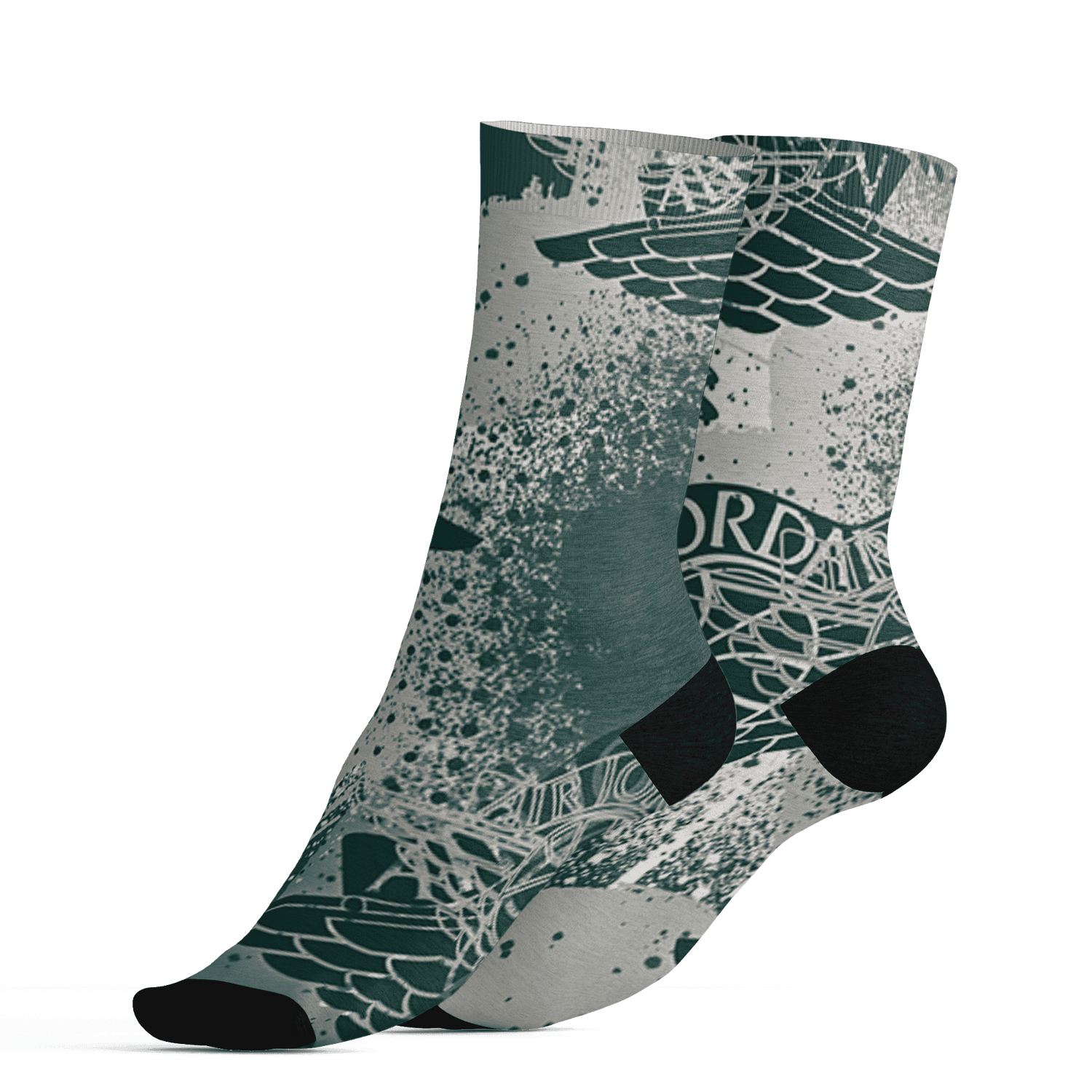 Oxidized Green 4s Socks Match Number 23 Panther 3D All-Over Print Graffiti Paint - NastyJamz