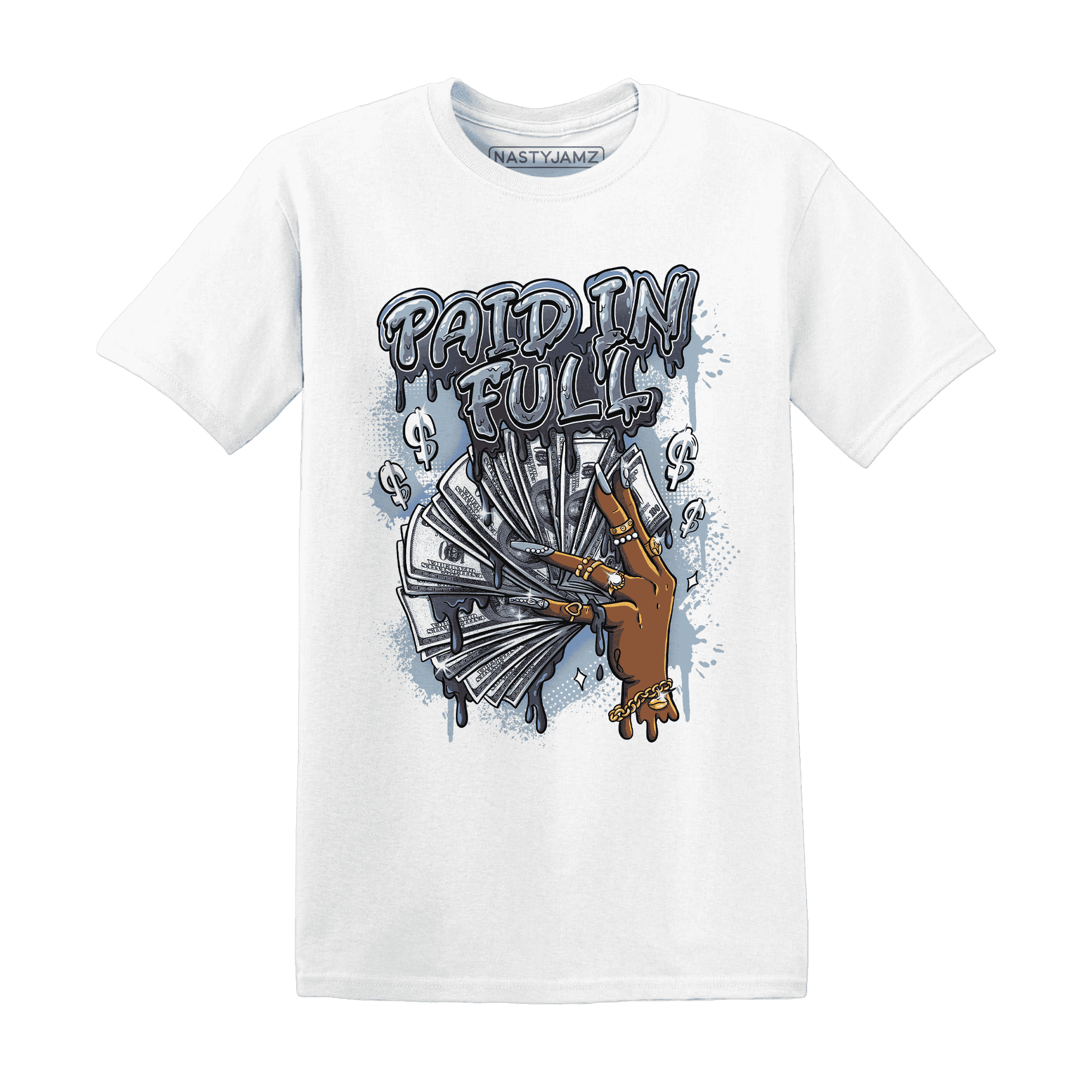 Mid Diffused Blue Grey 1s T Shirt Match Paid In Full - NastyJamz