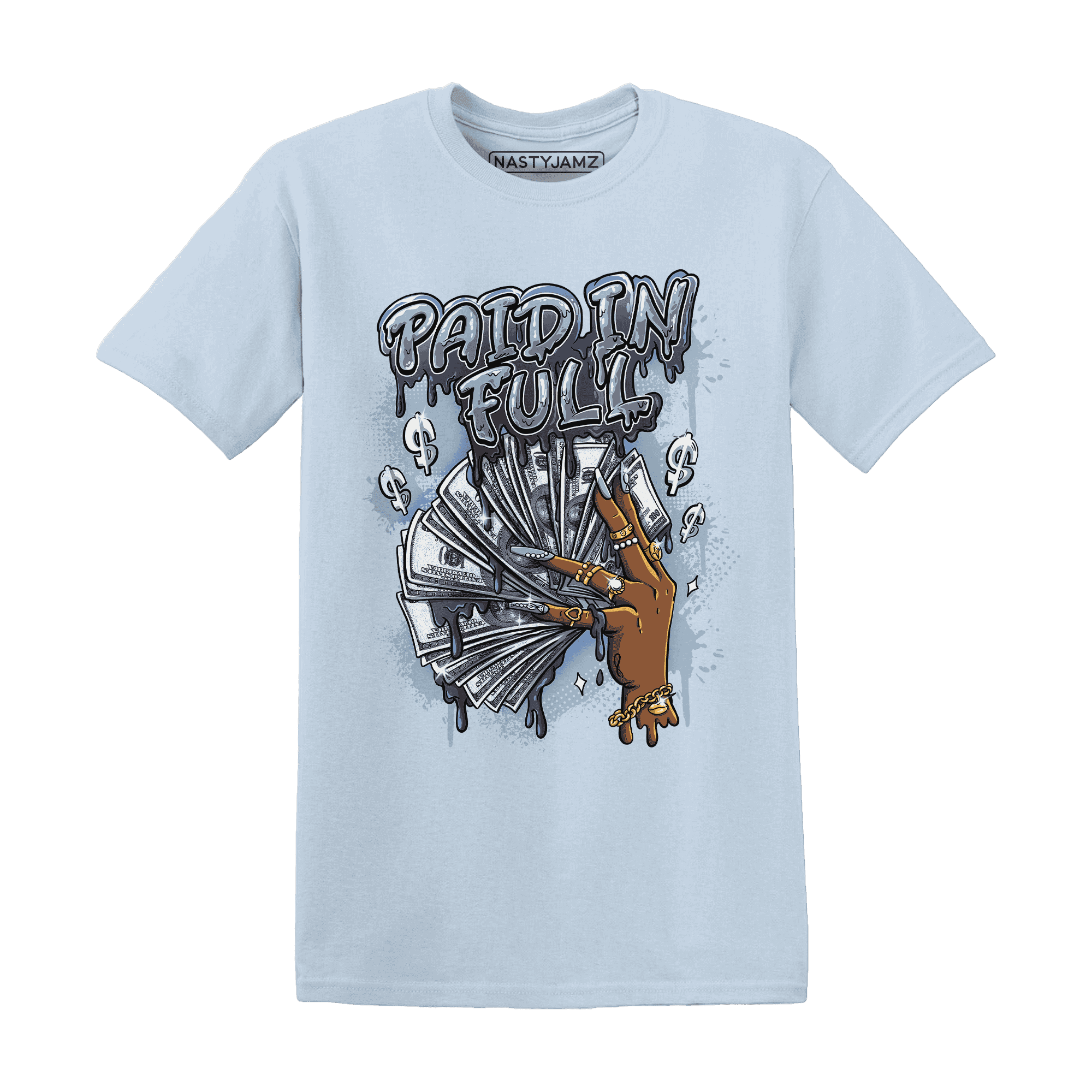 Mid Diffused Blue Grey 1s T Shirt Match Paid In Full - NastyJamz