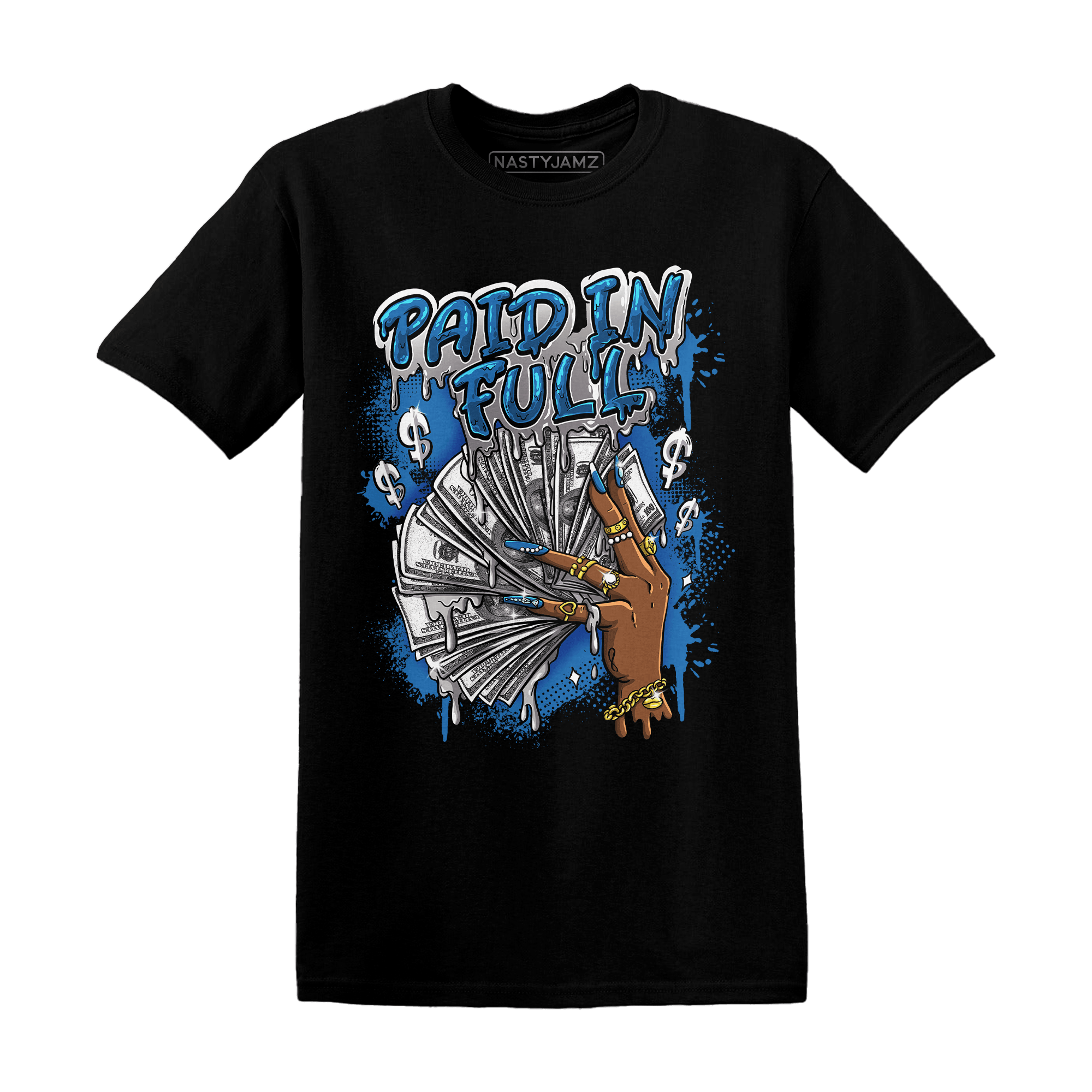 Industrial Blue 4s T Shirt Match Paid In Full - NastyJamz