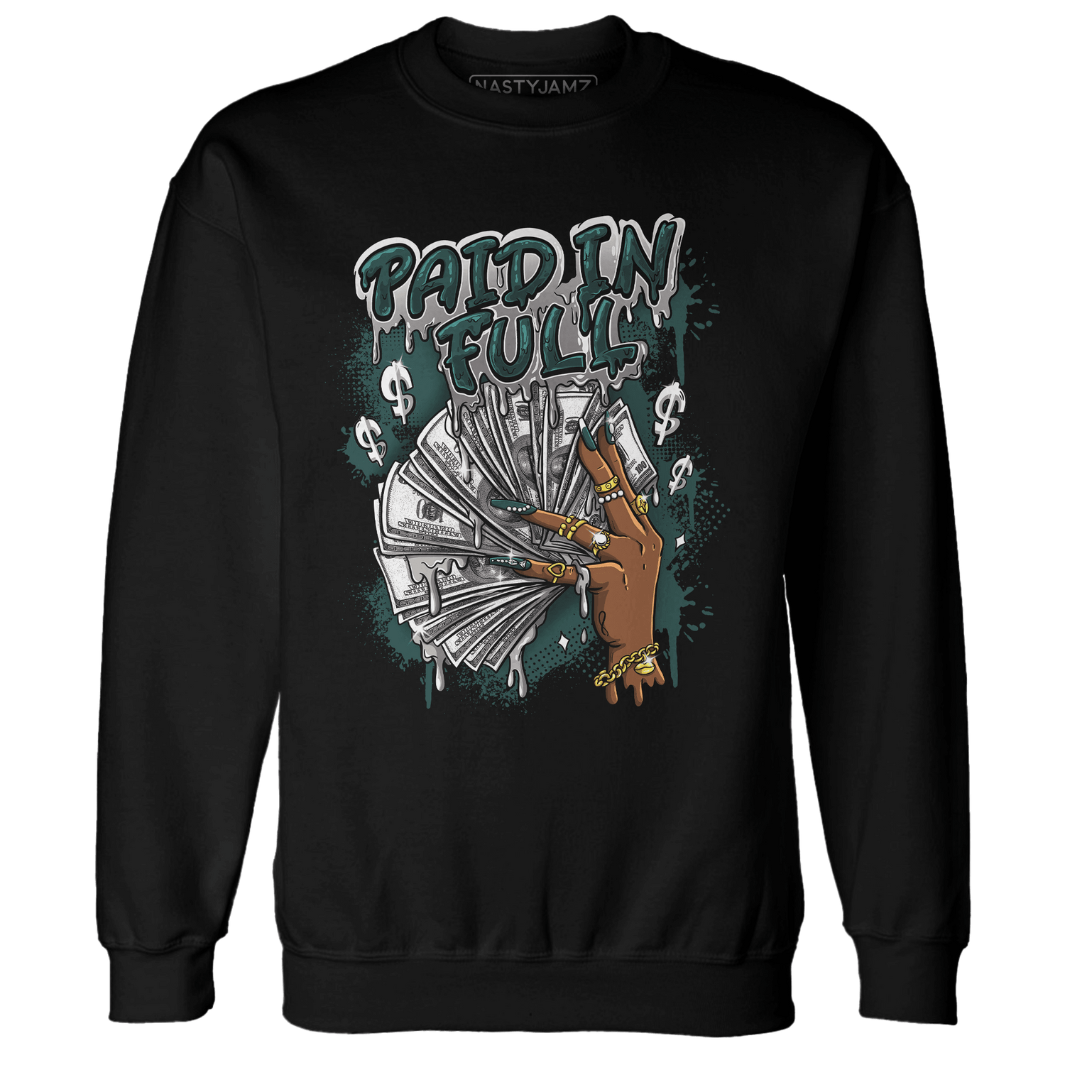 Oxidized Green 4s Sweatshirt Match Paid In Full - NastyJamz