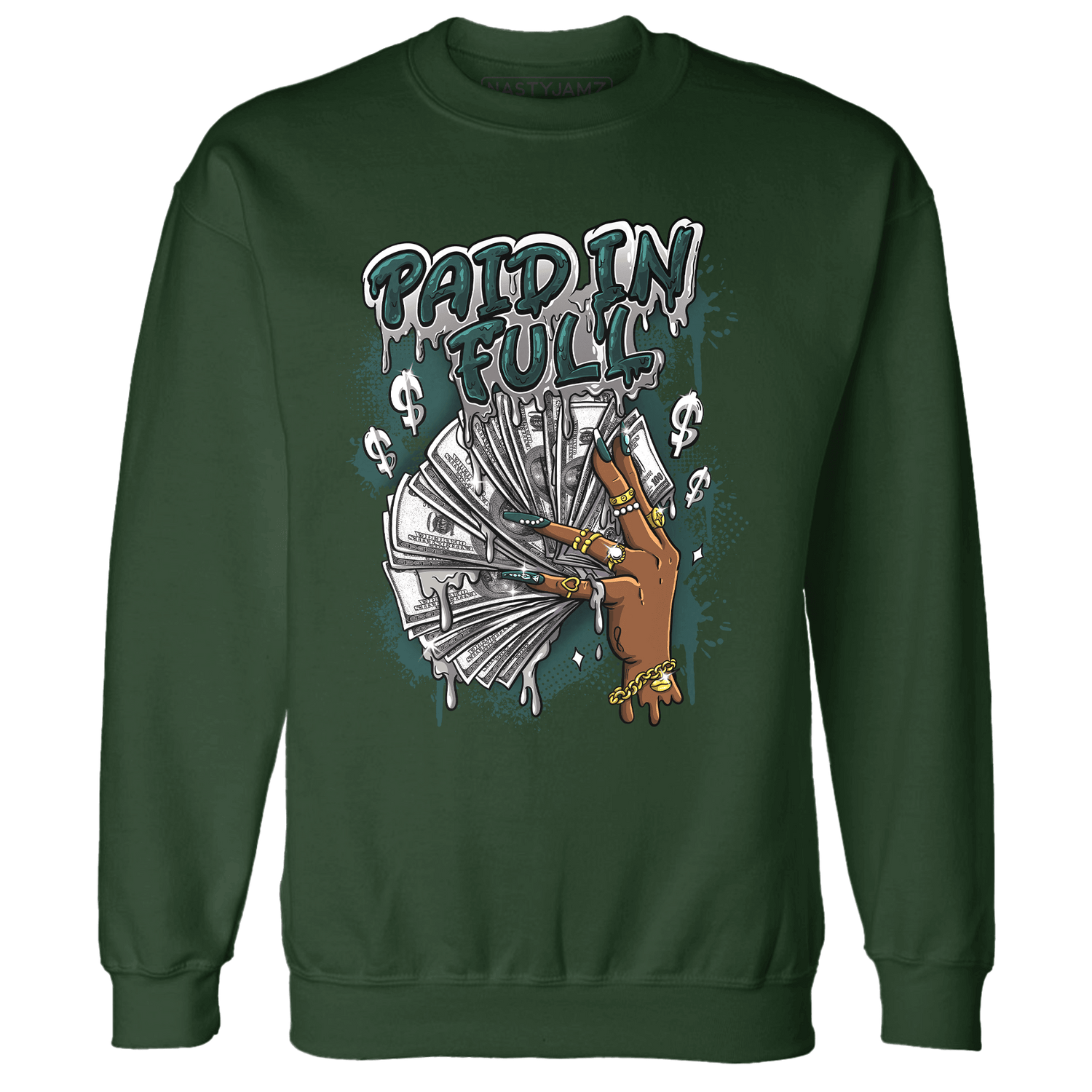 Oxidized Green 4s Sweatshirt Match Paid In Full - NastyJamz