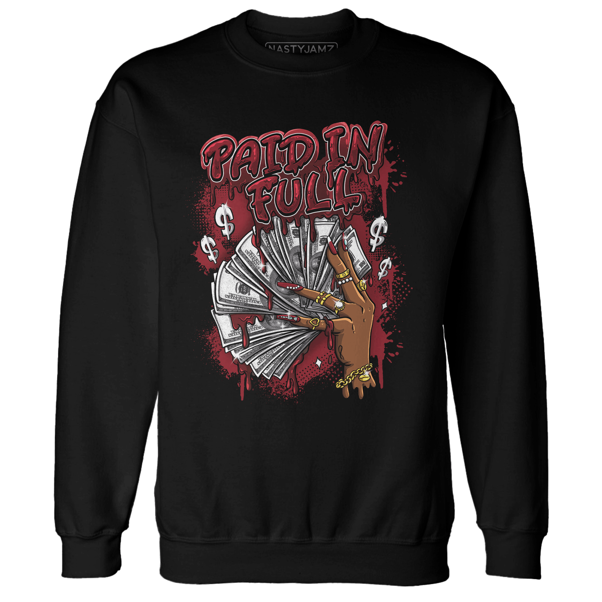 Cherry 12s Sweatshirt Match Paid In Full - NastyJamz