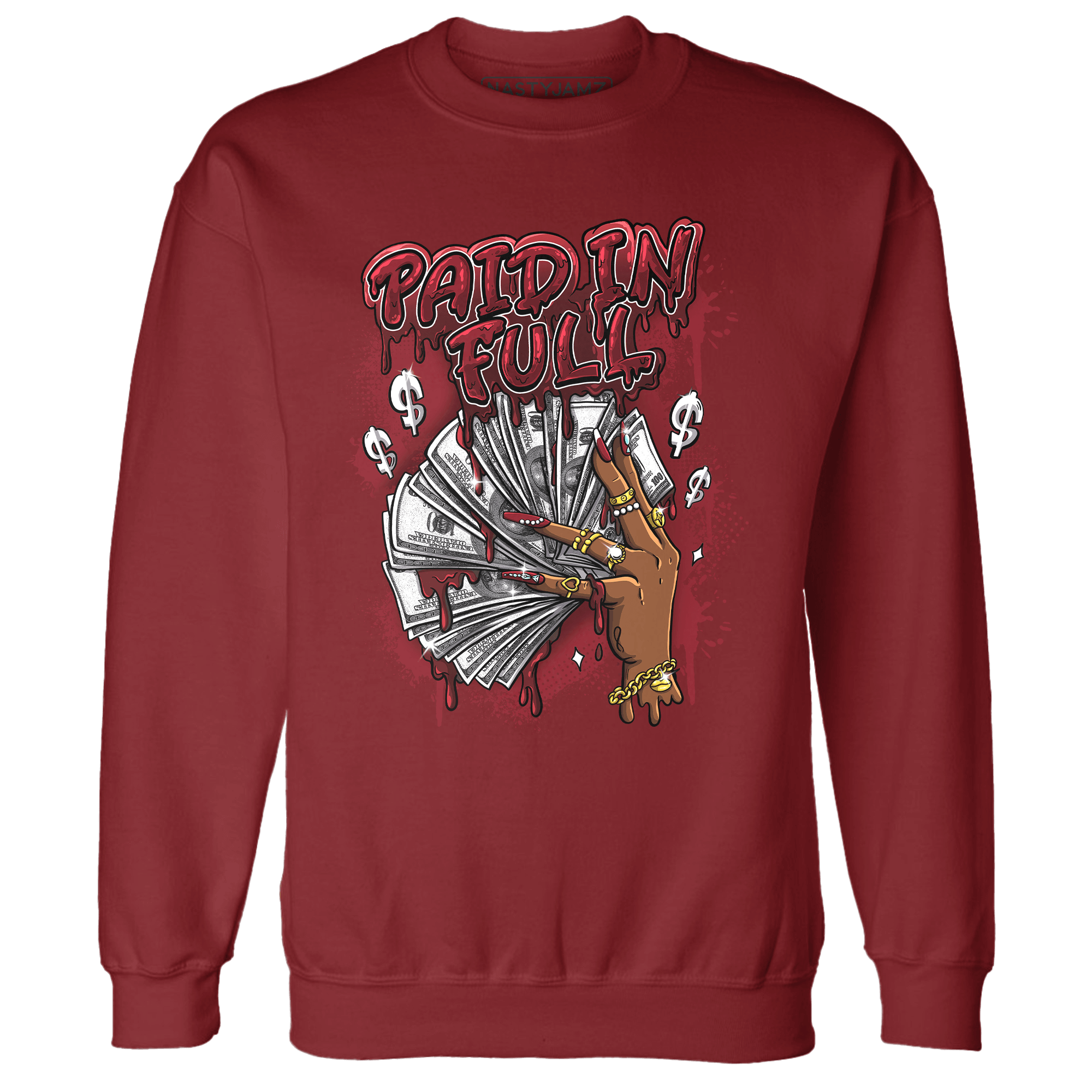 Cherry 12s Sweatshirt Match Paid In Full - NastyJamz