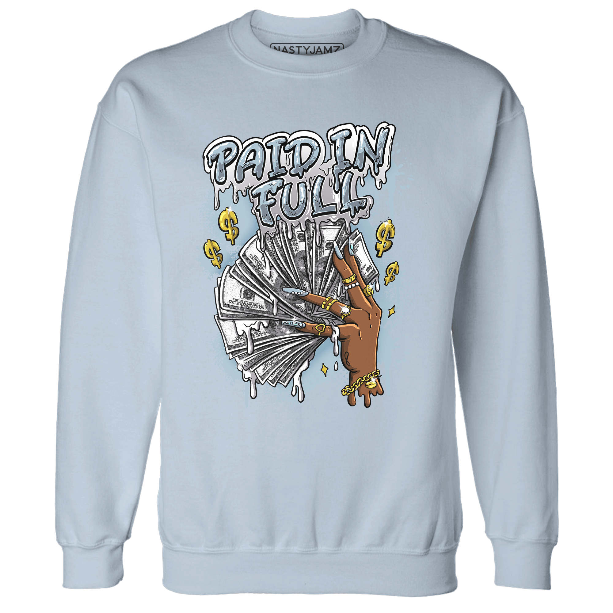 Blue Grey 13s Sweatshirt Match Paid In Full - NastyJamz