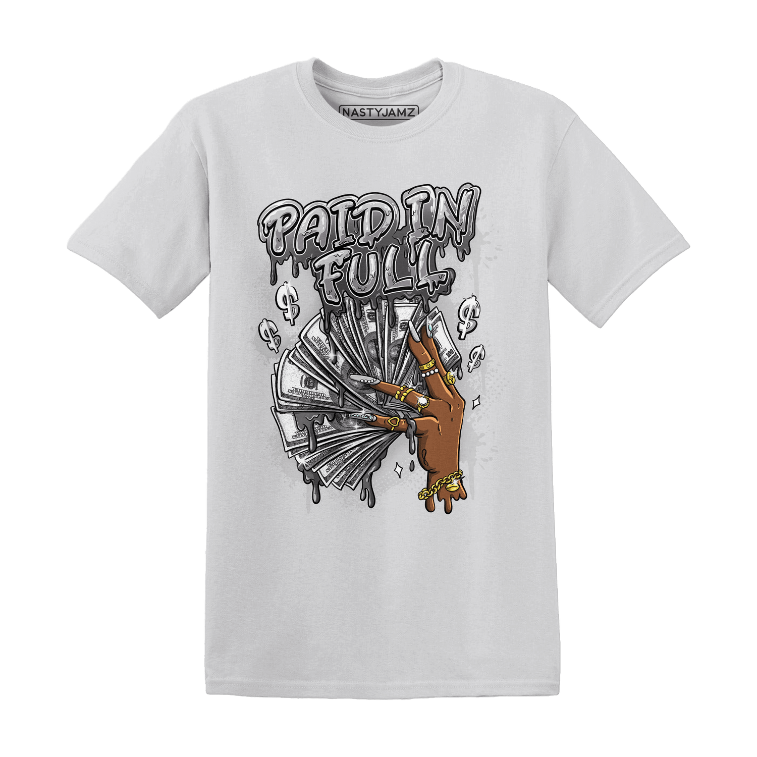 Retro High OG Black White 1s T Shirt Match Paid In Full - NastyJamz