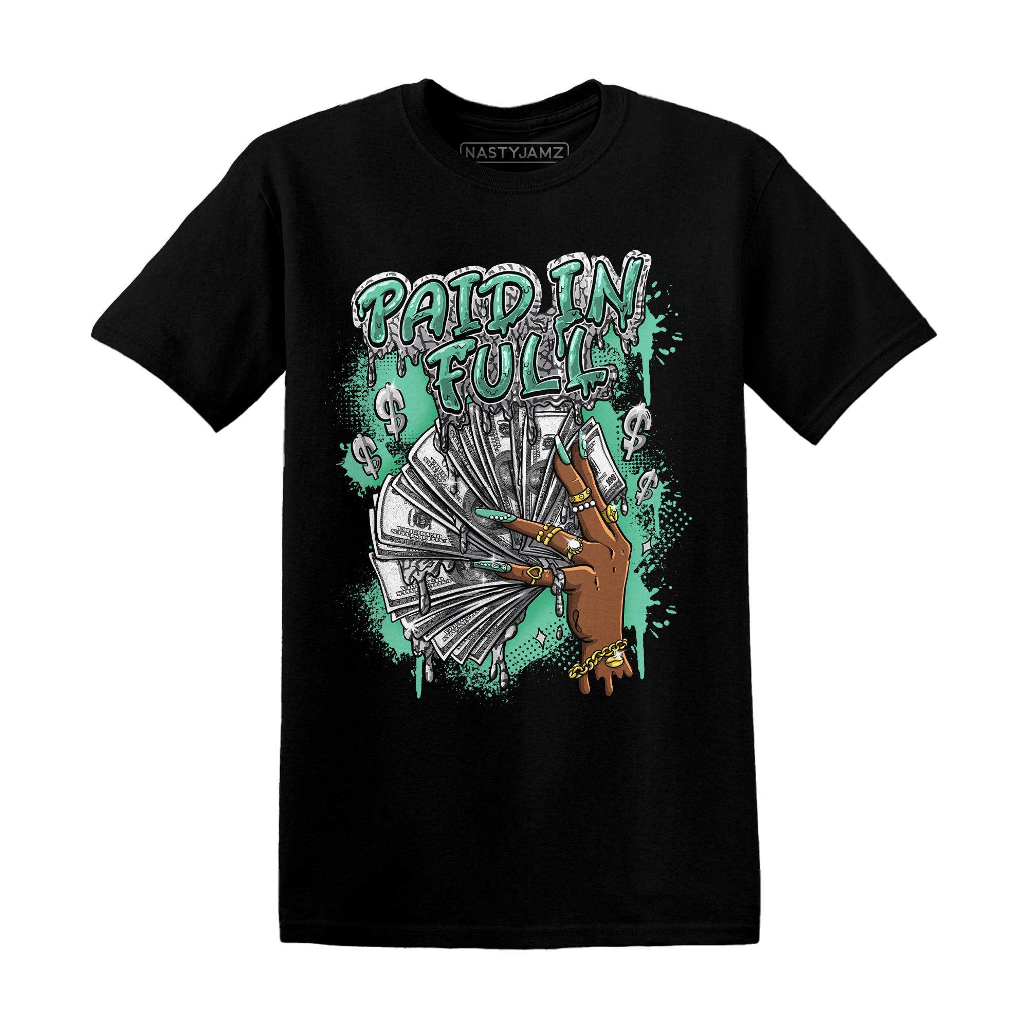 Green Glow 3s T Shirt Match Paid In Full - NastyJamz