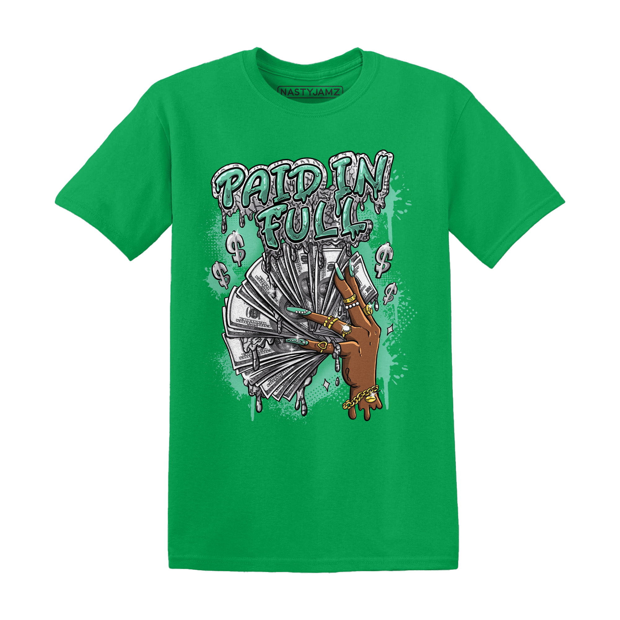 Green Glow 3s T Shirt Match Paid In Full - NastyJamz