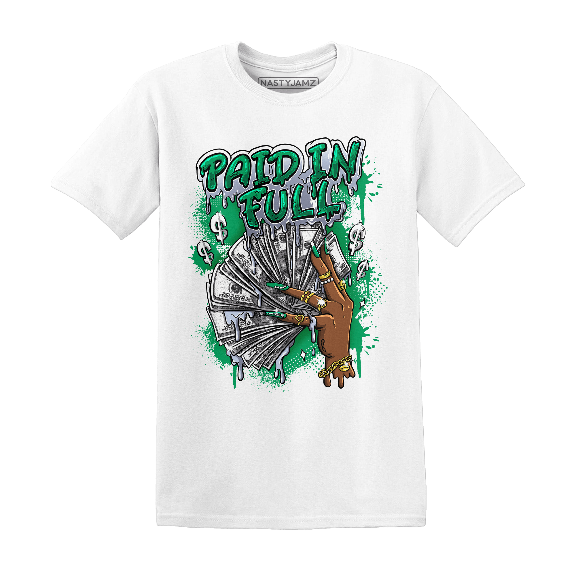 Lucky Green 5s T Shirt Match Paid In Full - NastyJamz