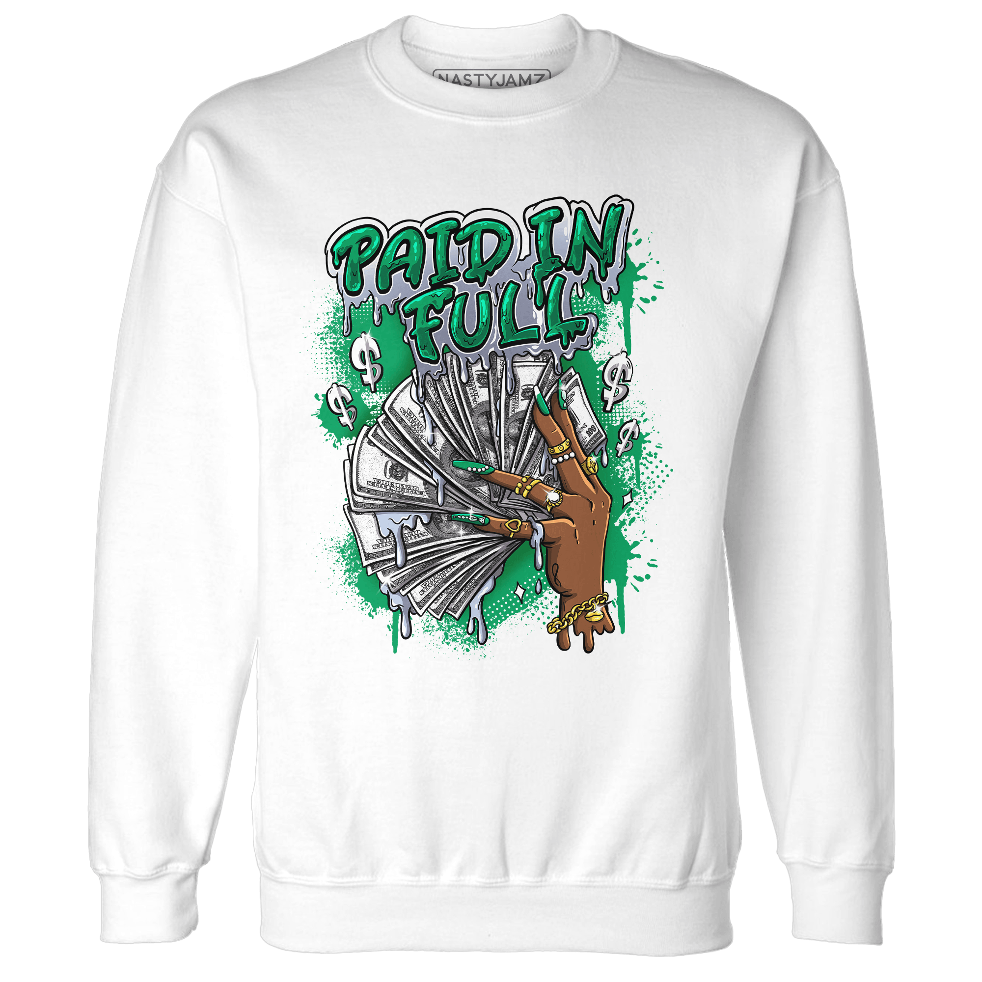 Lucky Green 5s Sweatshirt Match Paid In Full - NastyJamz