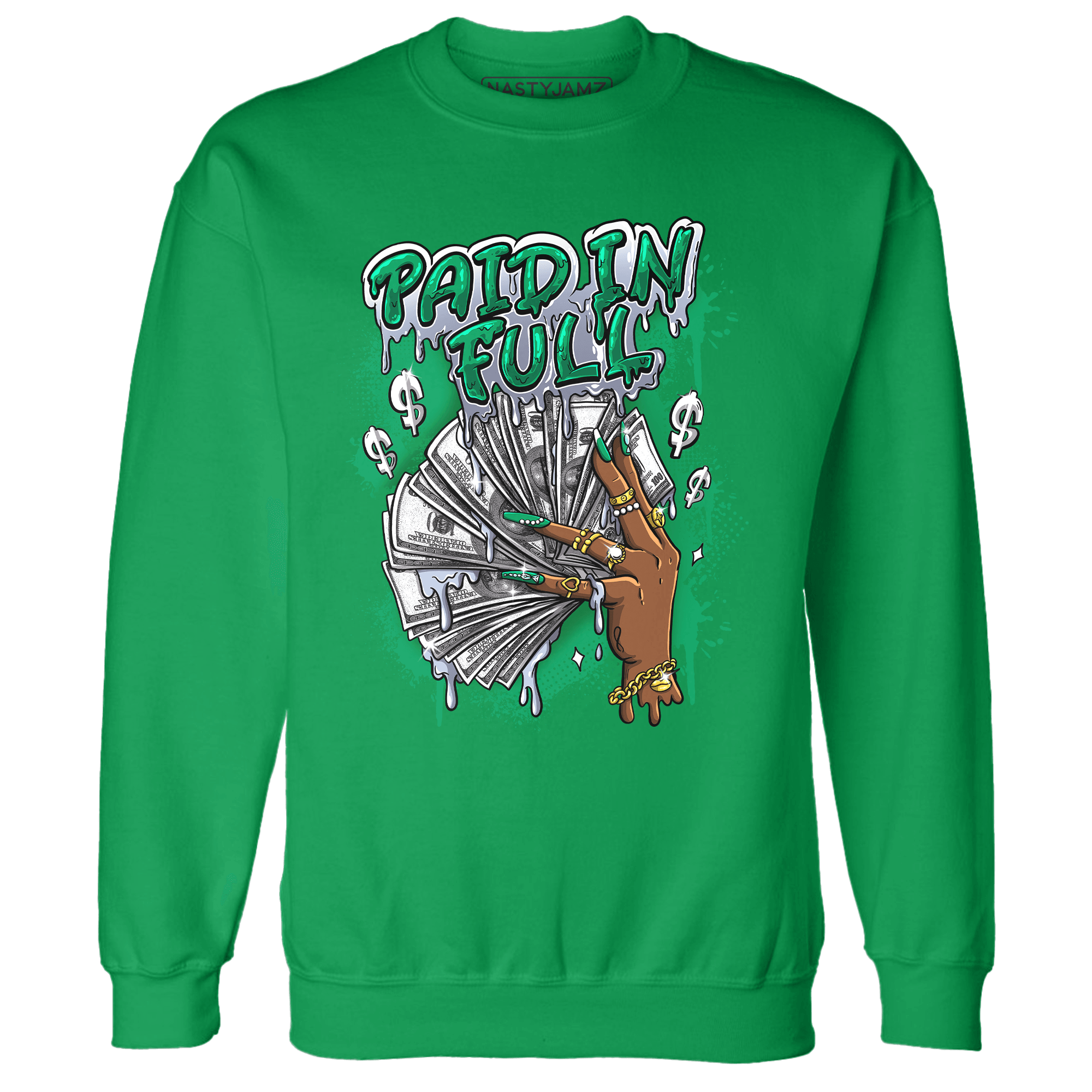 Lucky Green 5s Sweatshirt Match Paid In Full - NastyJamz