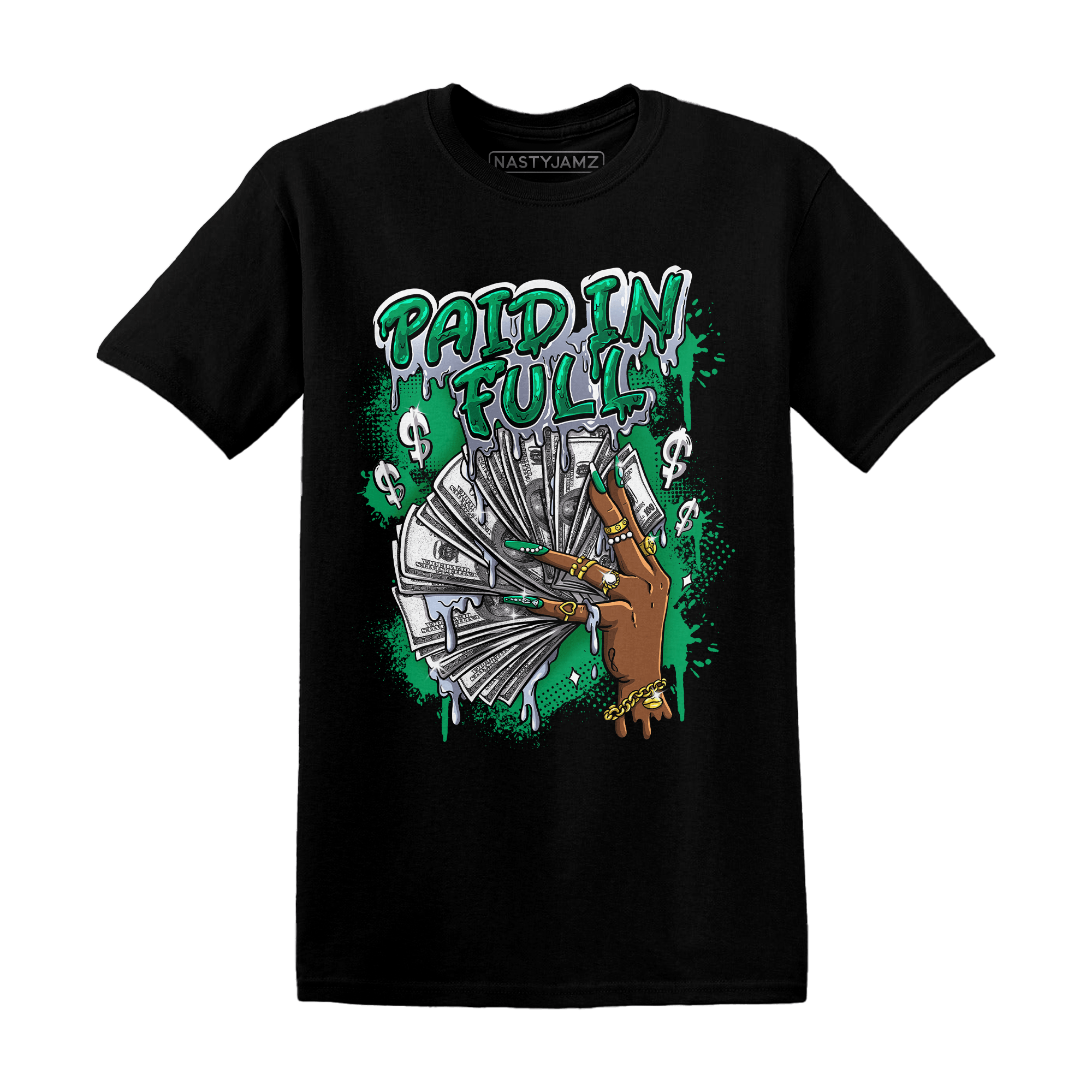 Lucky Green 5s T Shirt Match Paid In Full - NastyJamz