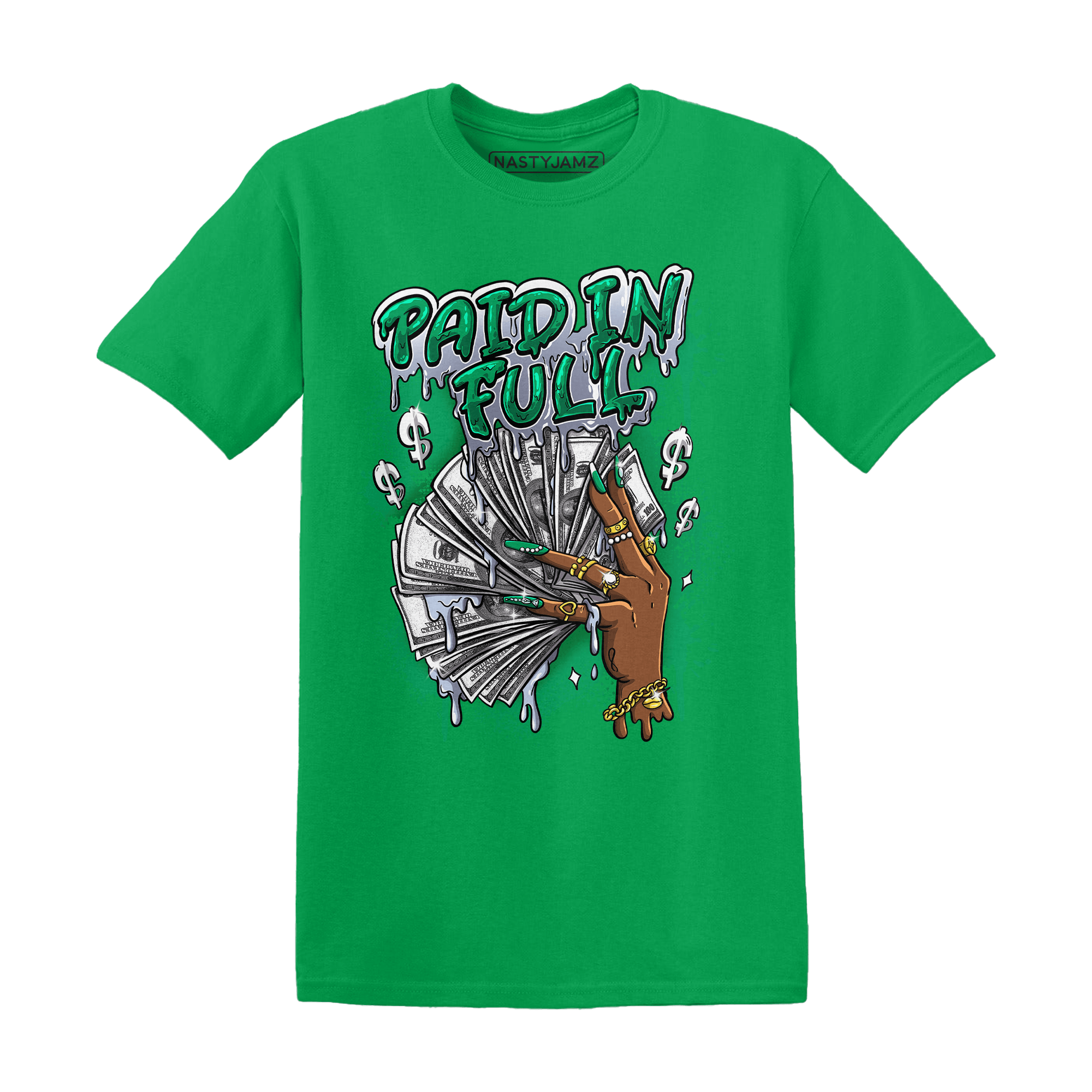 Lucky Green 5s T Shirt Match Paid In Full - NastyJamz