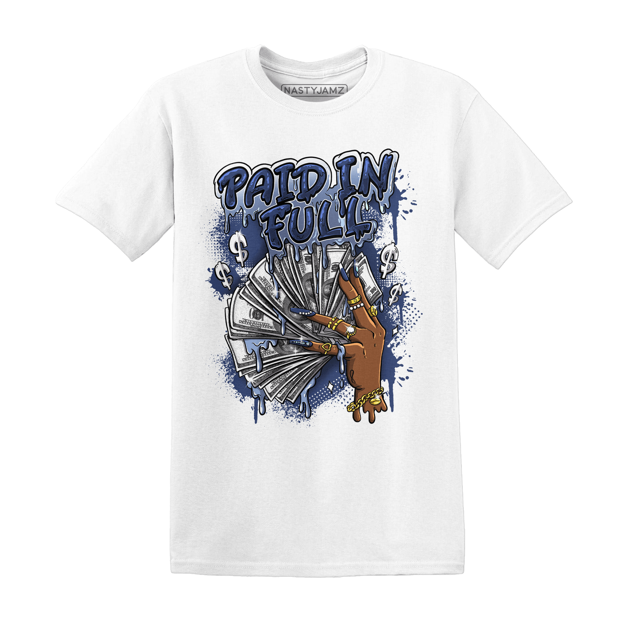 Midnight Navy 5s T Shirt Match Paid In Full - NastyJamz