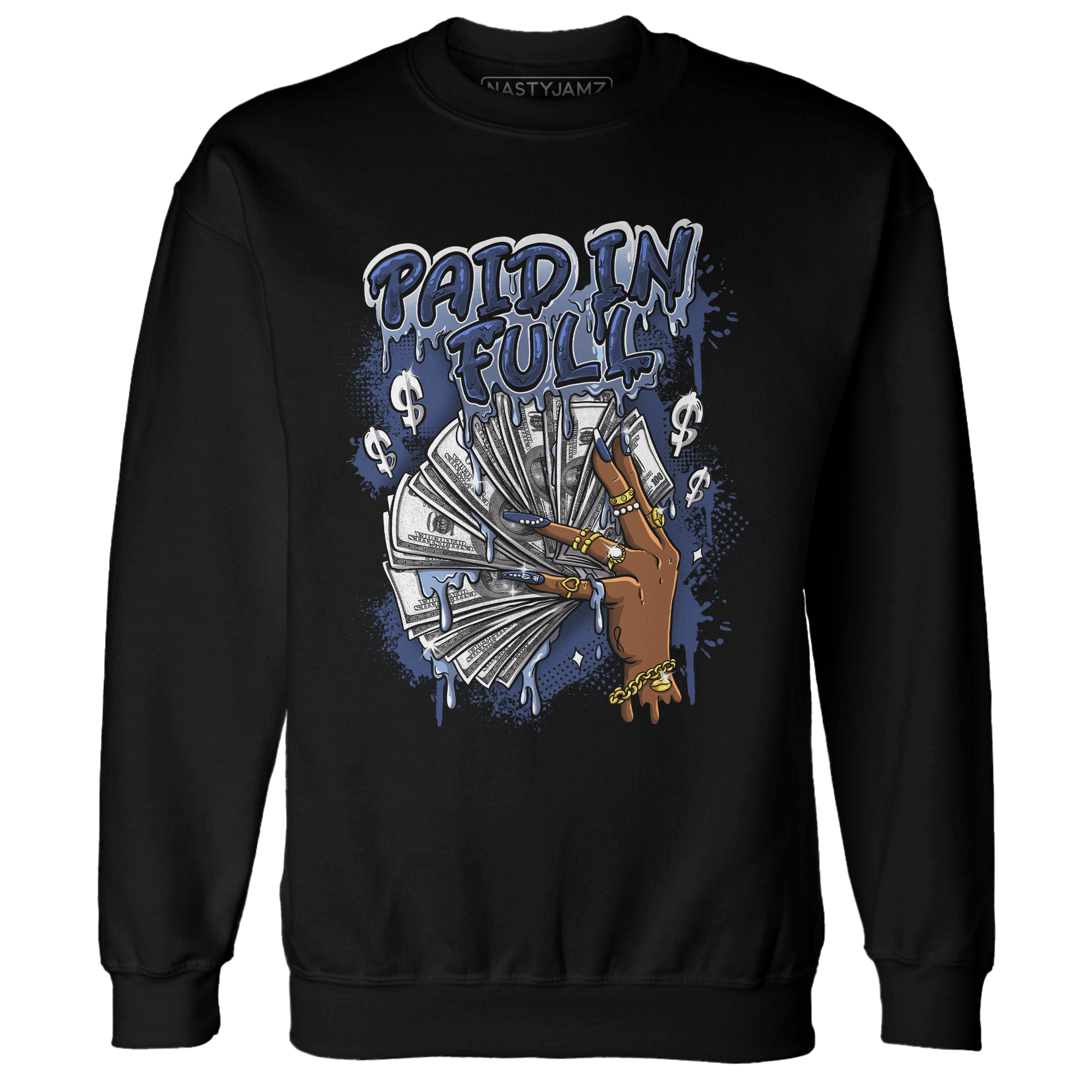 Midnight Navy 5s Sweatshirt Match Paid In Full - NastyJamz