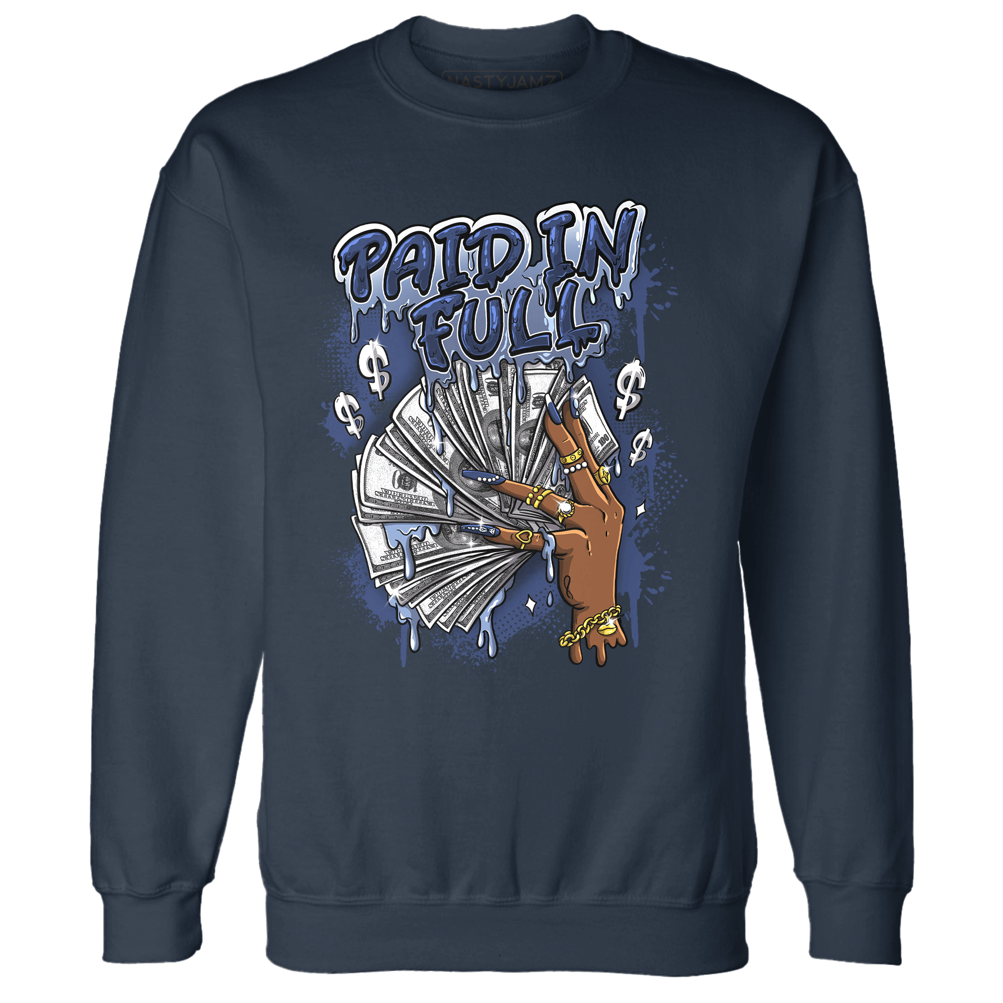 Midnight Navy 5s Sweatshirt Match Paid In Full - NastyJamz