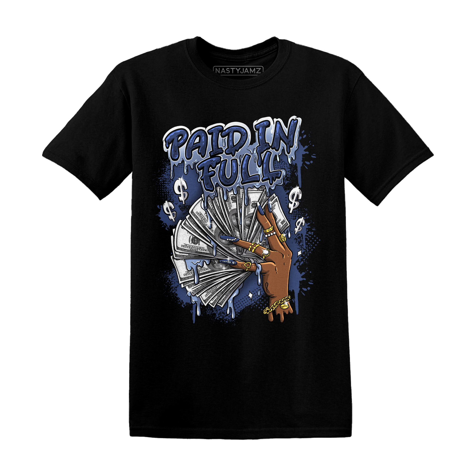 Midnight Navy 5s T Shirt Match Paid In Full - NastyJamz
