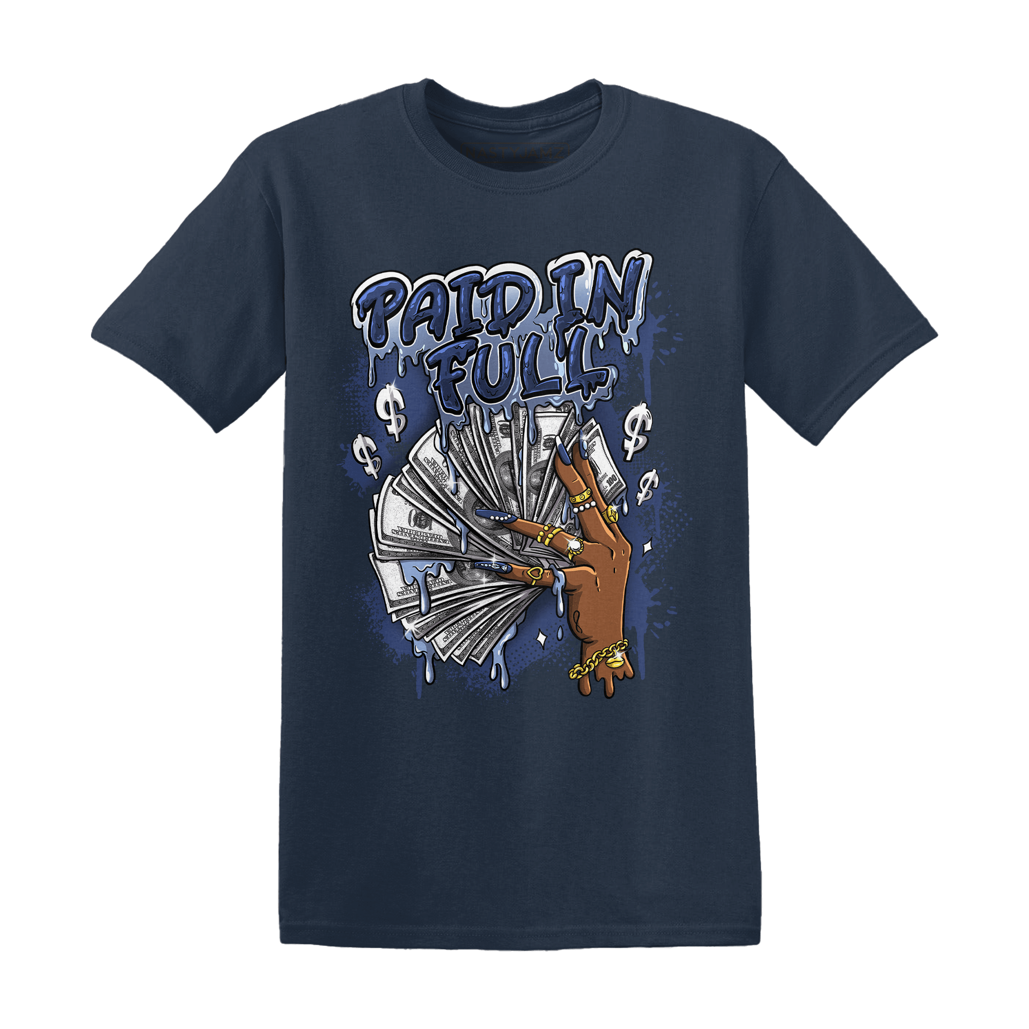 Midnight Navy 5s T Shirt Match Paid In Full - NastyJamz