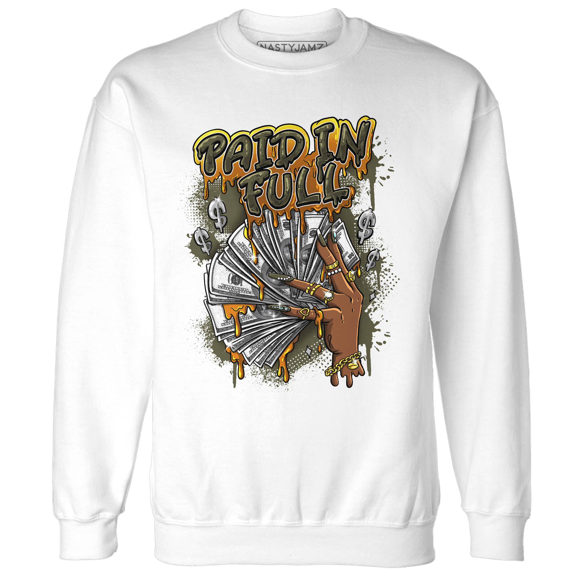 Olive 5s Sweatshirt Match Paid In Full - NastyJamz