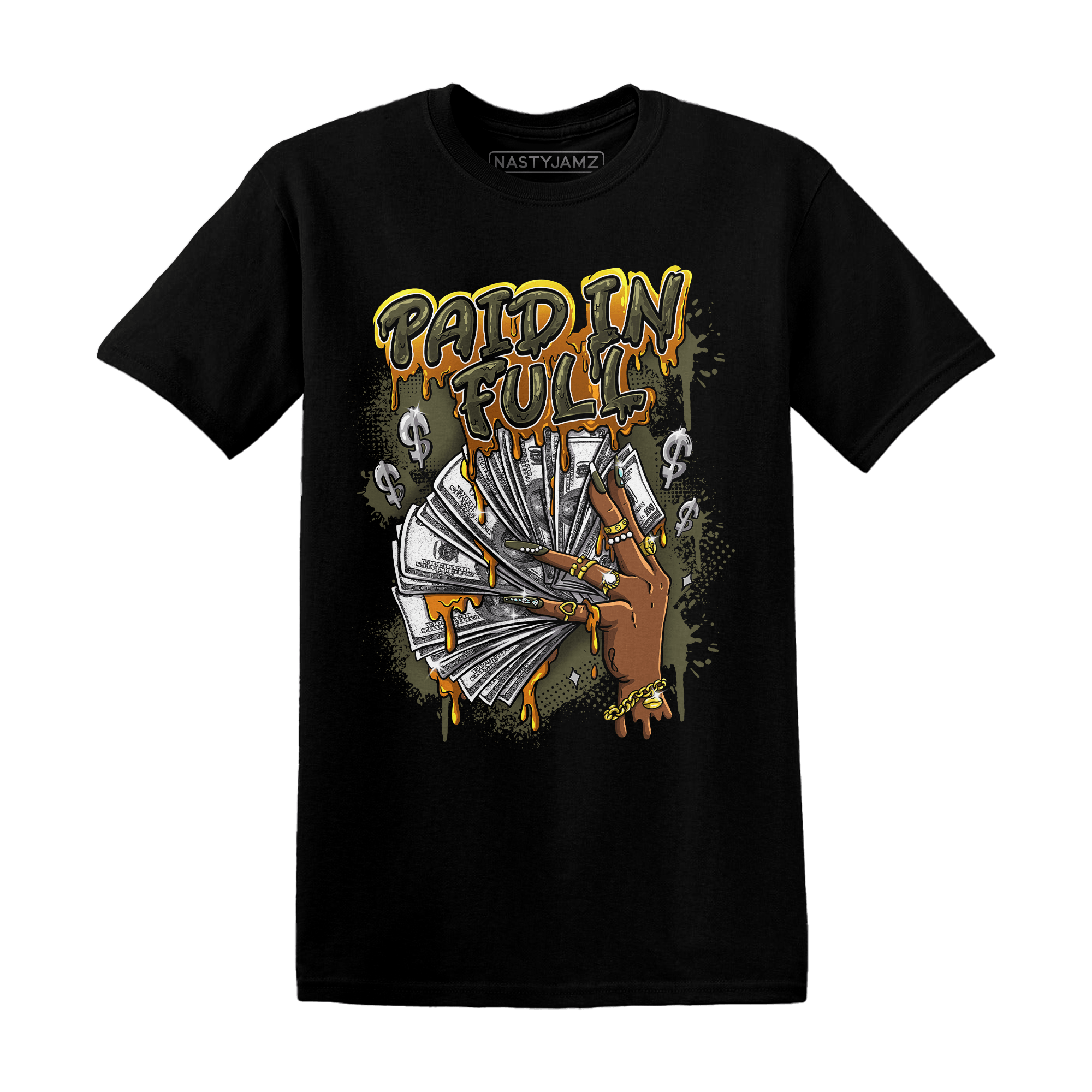 Olive 5s T Shirt Match Paid In Full - NastyJamz