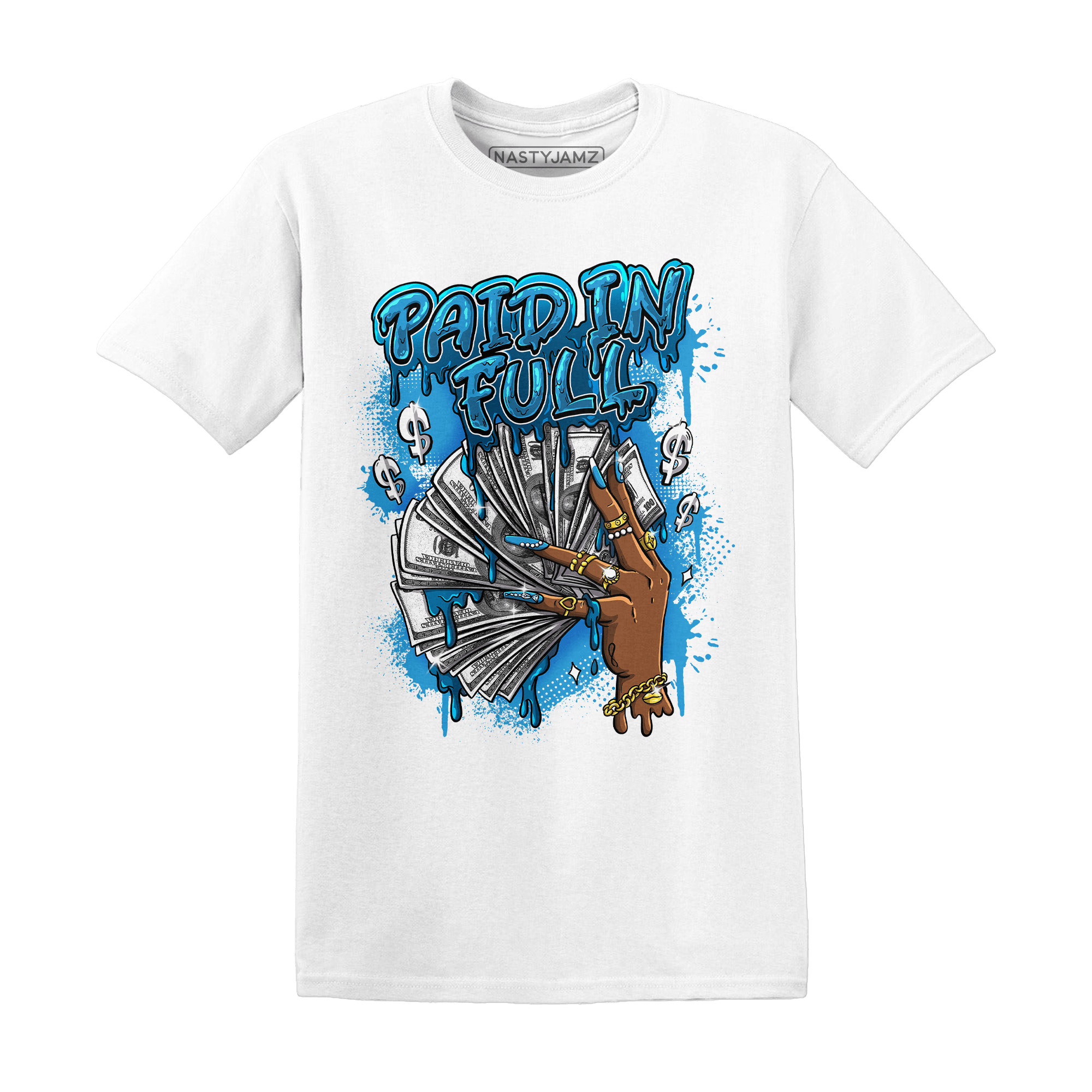 Powder Blue 9s T Shirt Match Paid In Full - NastyJamz