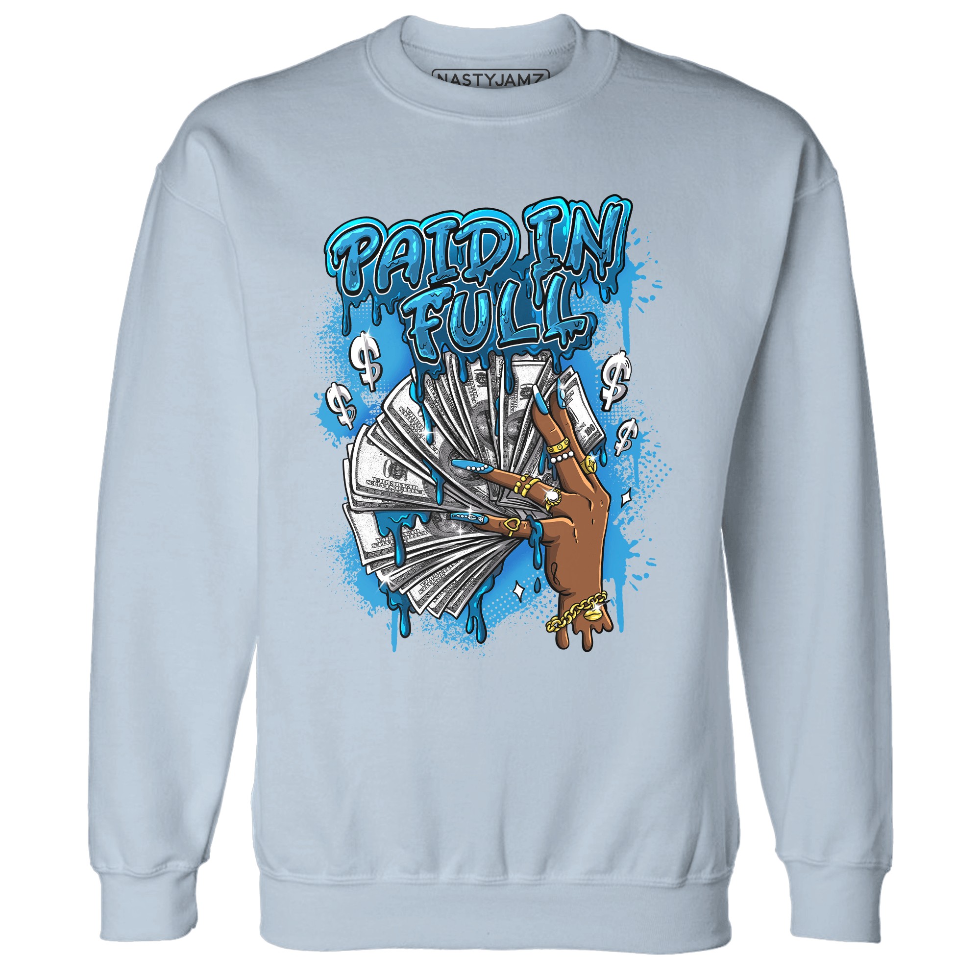 Powder Blue 9s Sweatshirt Match Paid In Full - NastyJamz