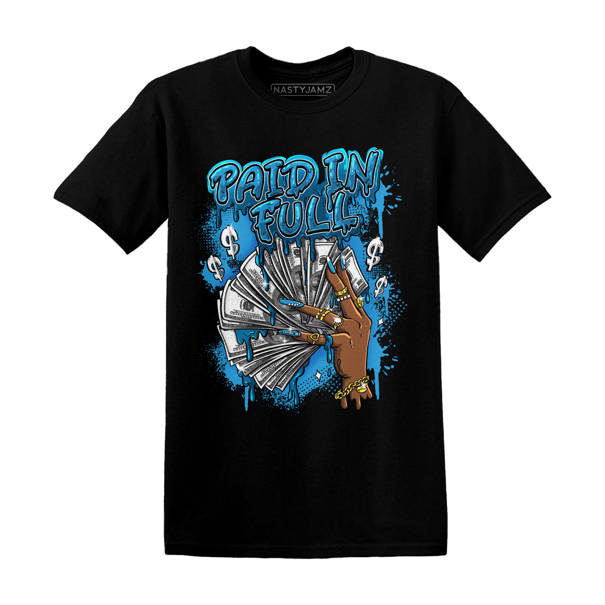 Powder Blue 9s T Shirt Match Paid In Full - NastyJamz