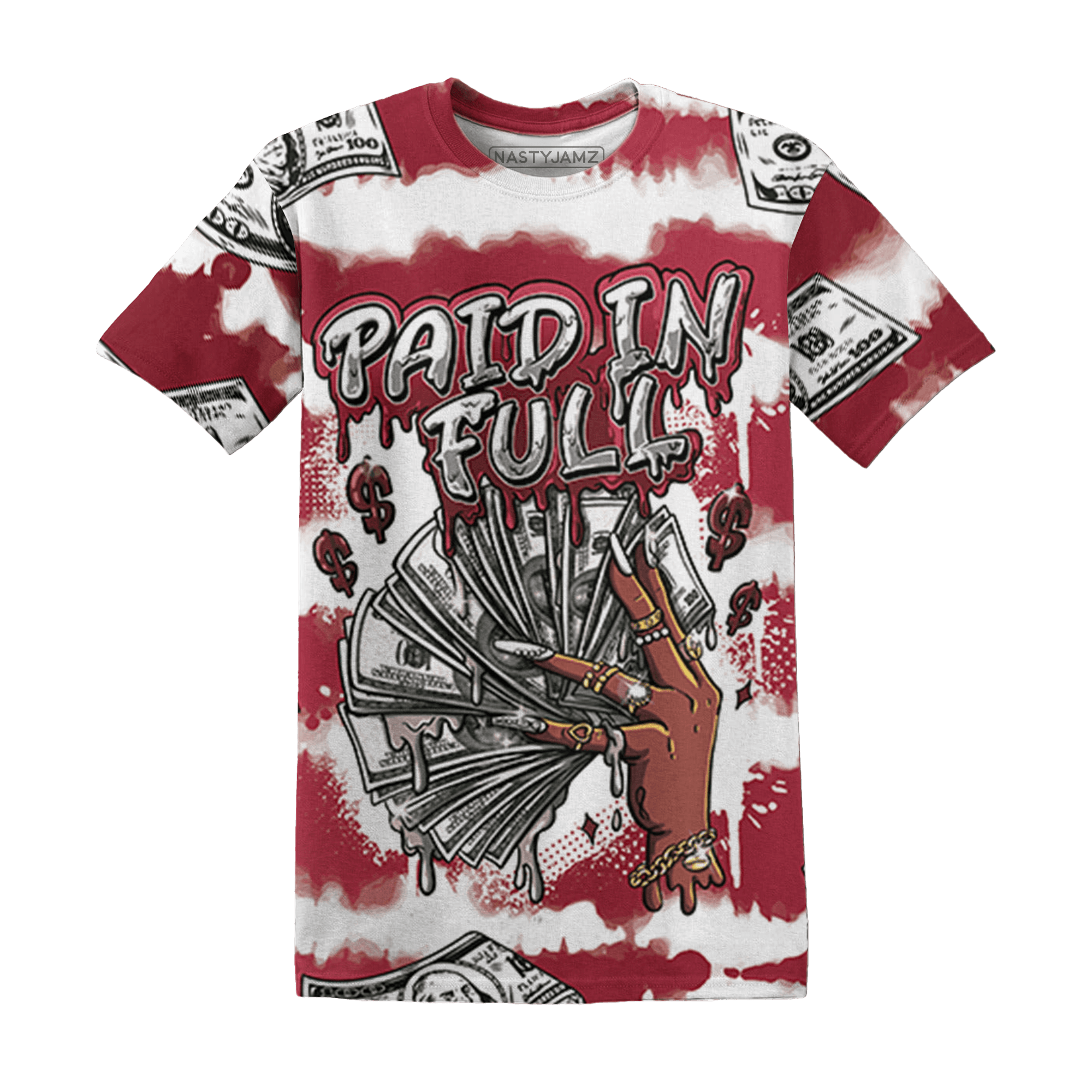 High 85 Metallic Burgundy 1s T Shirt Match Paid In Full 3D All-Over Print - NastyJamz