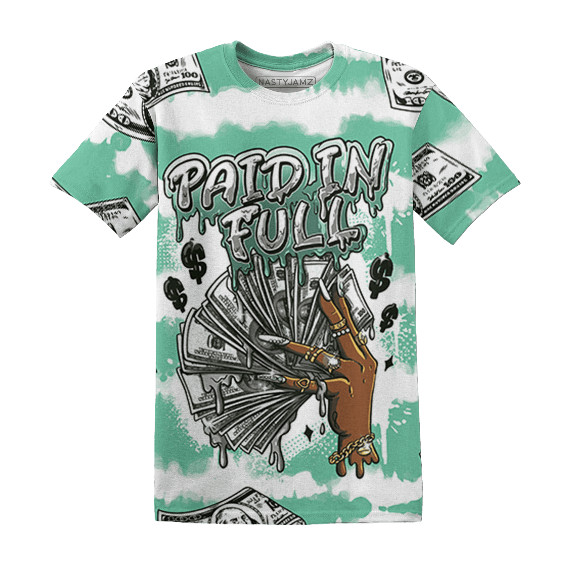 High OG Green Glow 1s T Shirt Match Paid In Full 3D All-Over Print - NastyJamz