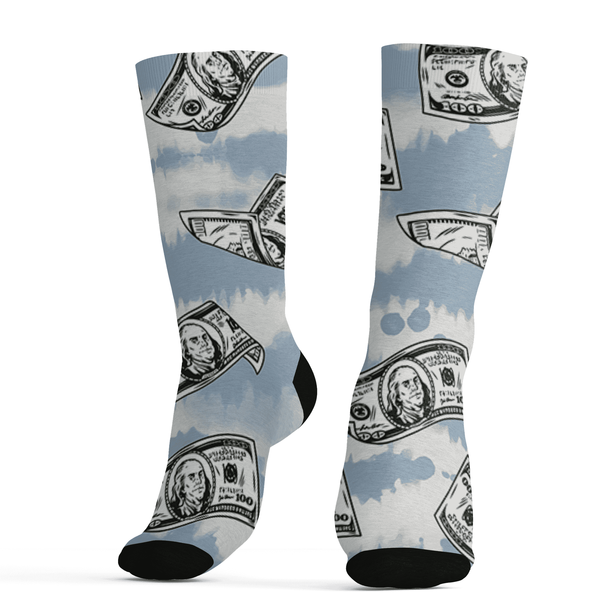 Mid Diffused Blue Grey 1s Socks Match Paid In Full 3D All-Over Print - NastyJamz
