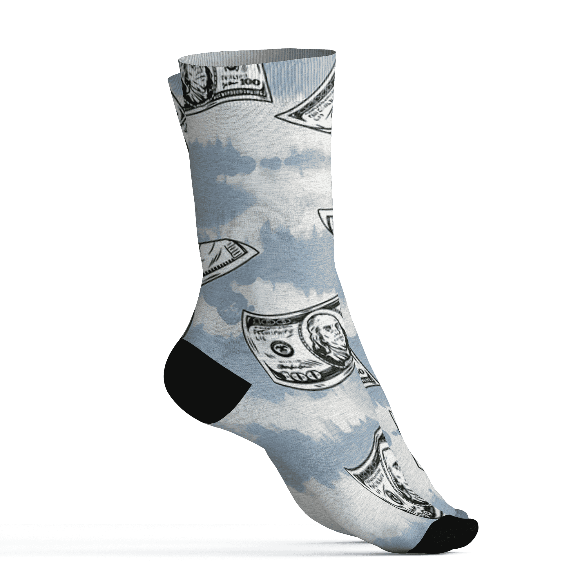 Mid Diffused Blue Grey 1s Socks Match Paid In Full 3D All-Over Print - NastyJamz