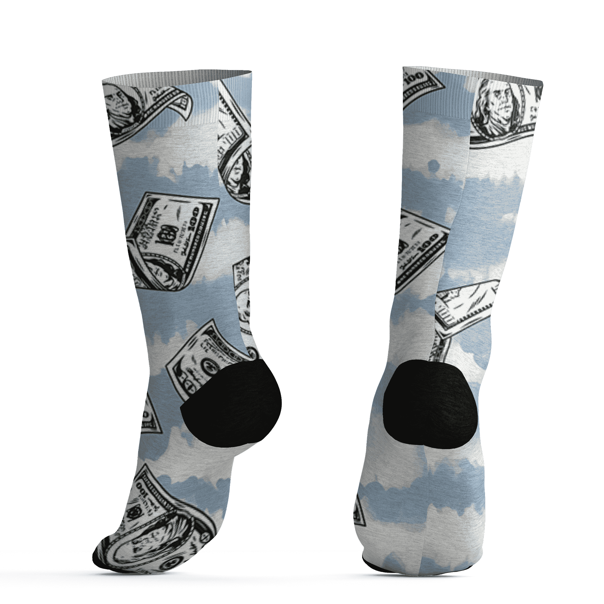 Mid Diffused Blue Grey 1s Socks Match Paid In Full 3D All-Over Print - NastyJamz