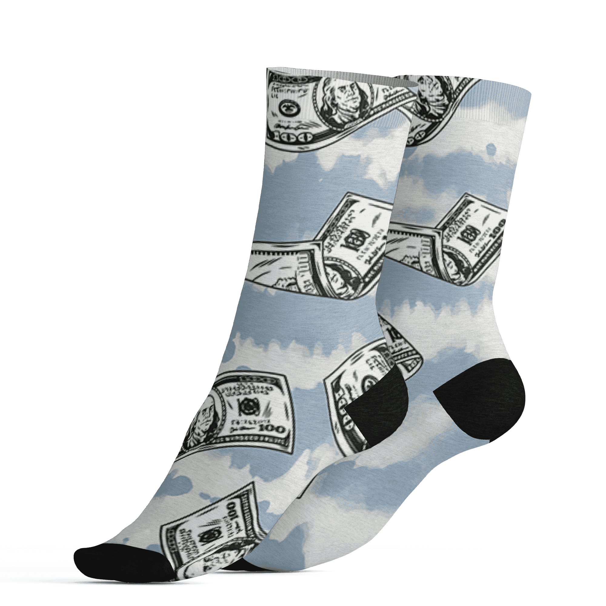 Mid Diffused Blue Grey 1s Socks Match Paid In Full 3D All-Over Print - NastyJamz