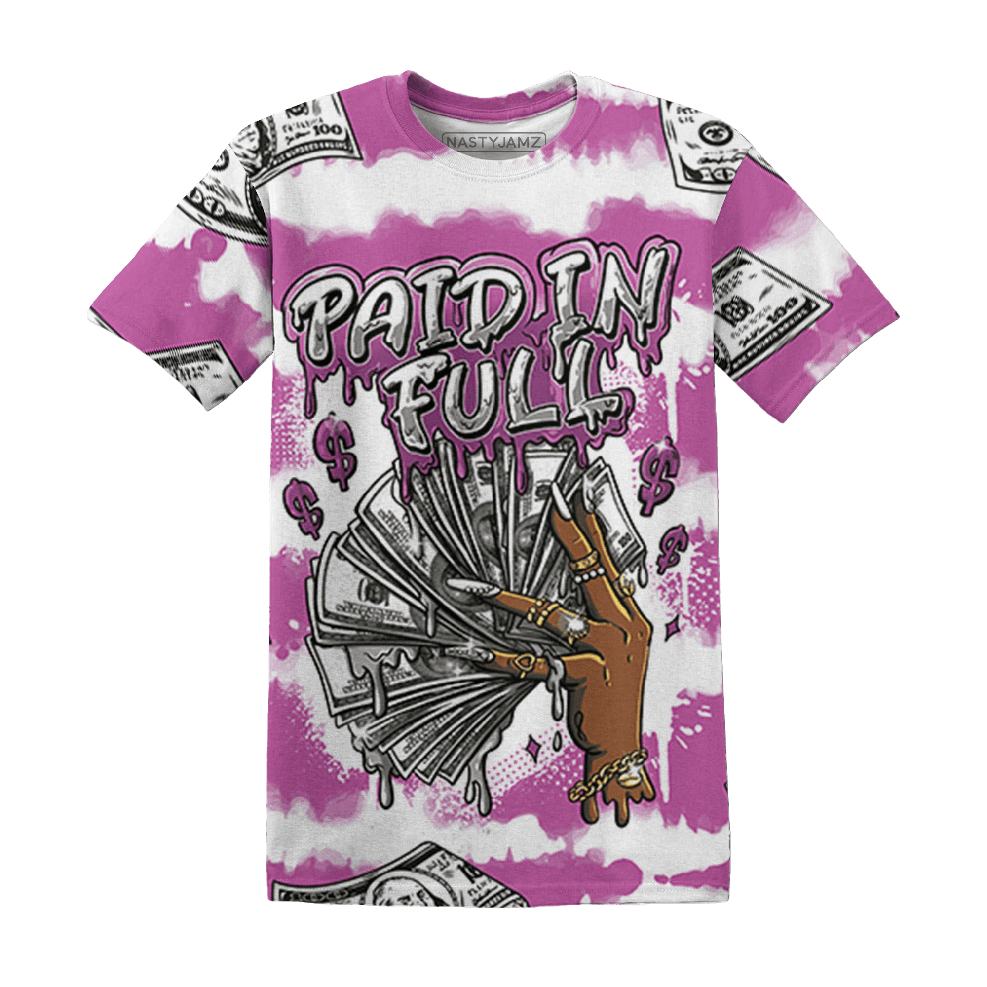 GS Hyper Violet 4s T Shirt Match Paid In Full 3D All-Over Print - NastyJamz