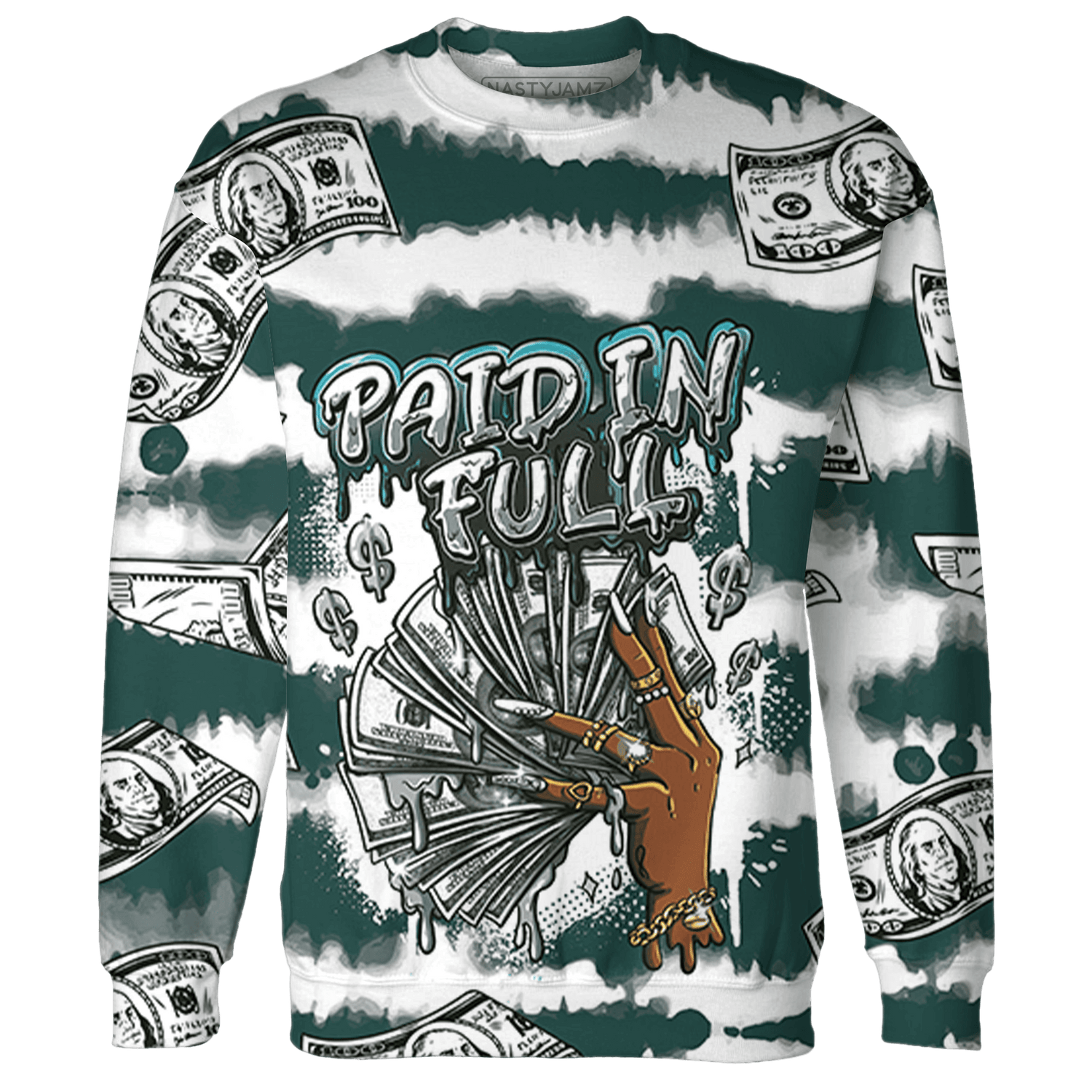 Oxidized Green 4s Sweatshirt Match Paid In Full 3D All-Over Print - NastyJamz