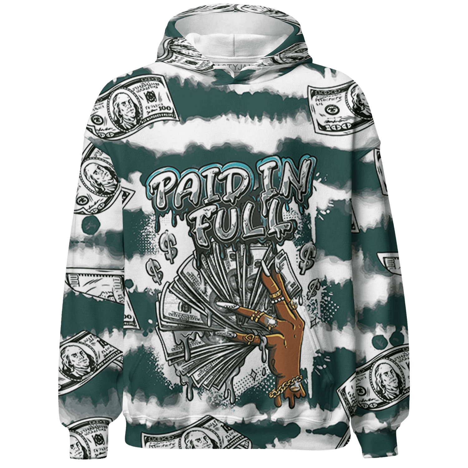 Oxidized Green 4s Hoodie Match Paid In Full 3D All-Over Print - NastyJamz