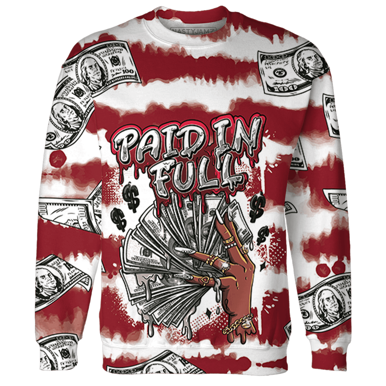 Cherry 12s Sweatshirt Match Paid In Full 3D All-Over Print - NastyJamz